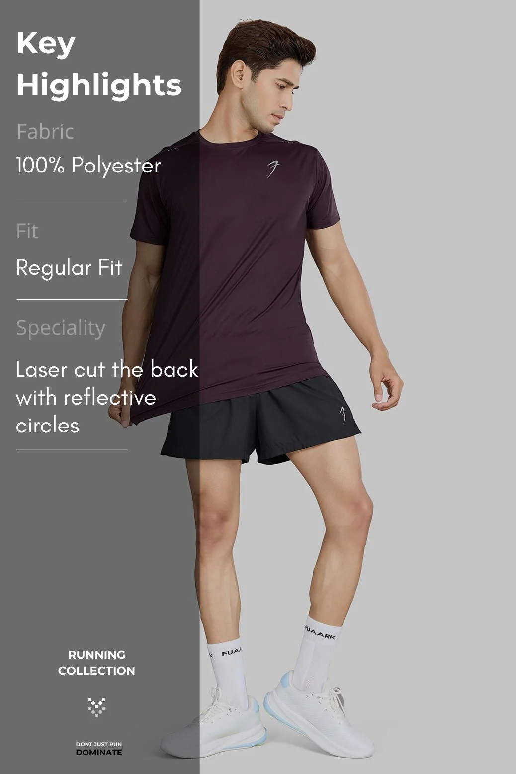 Laser Cut Running T-shirt Raisin - Image 8