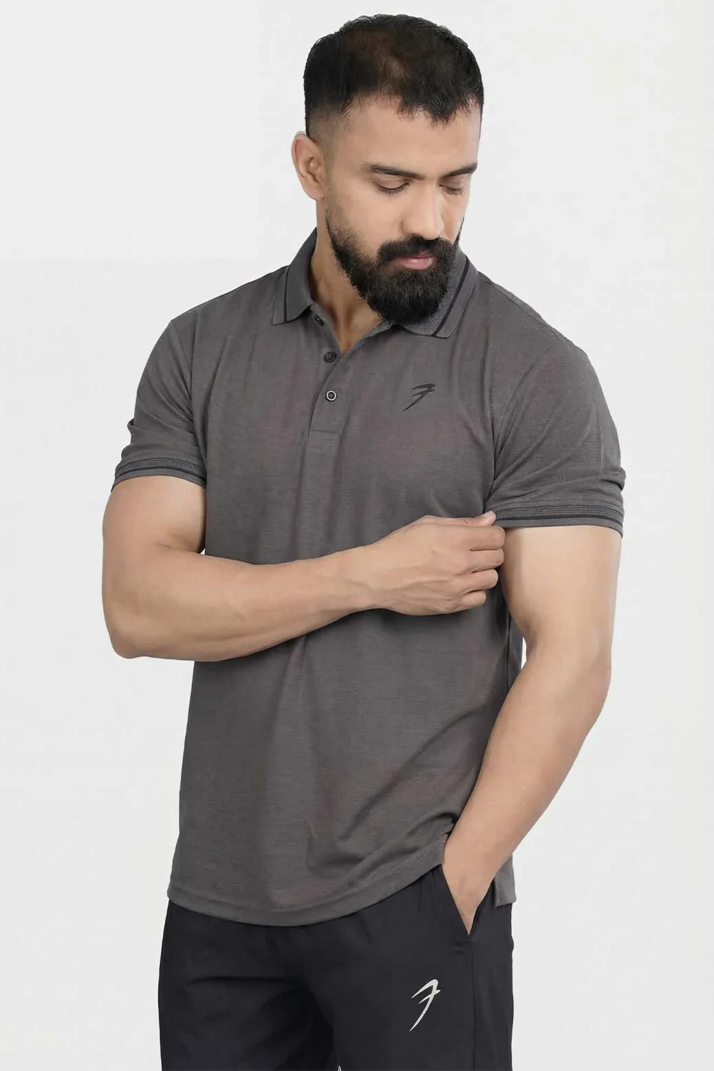 Mark Polo T-shirt Dark Grey - Image 3