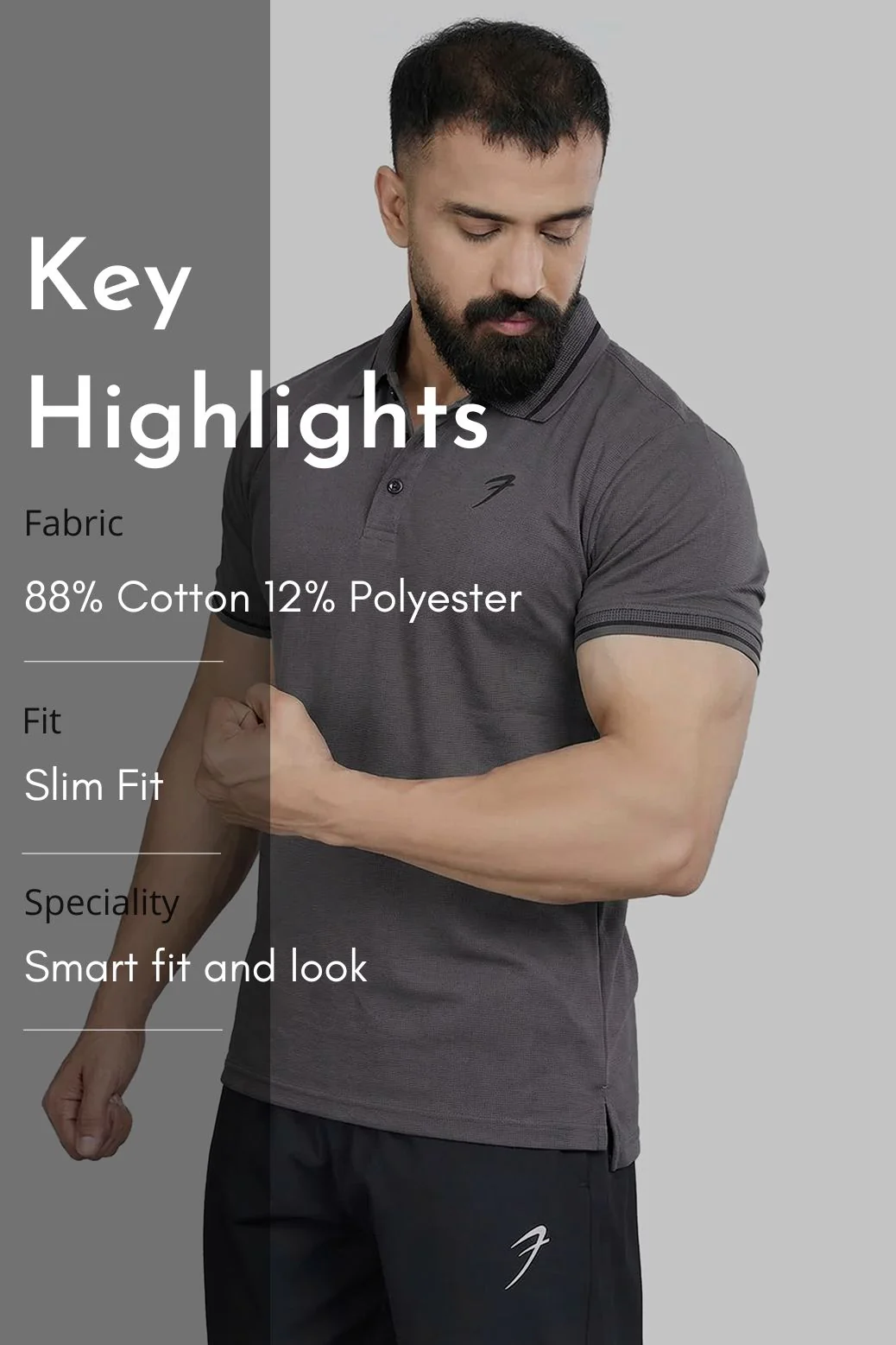 Mark Polo T-shirt Dark Grey - Image 7