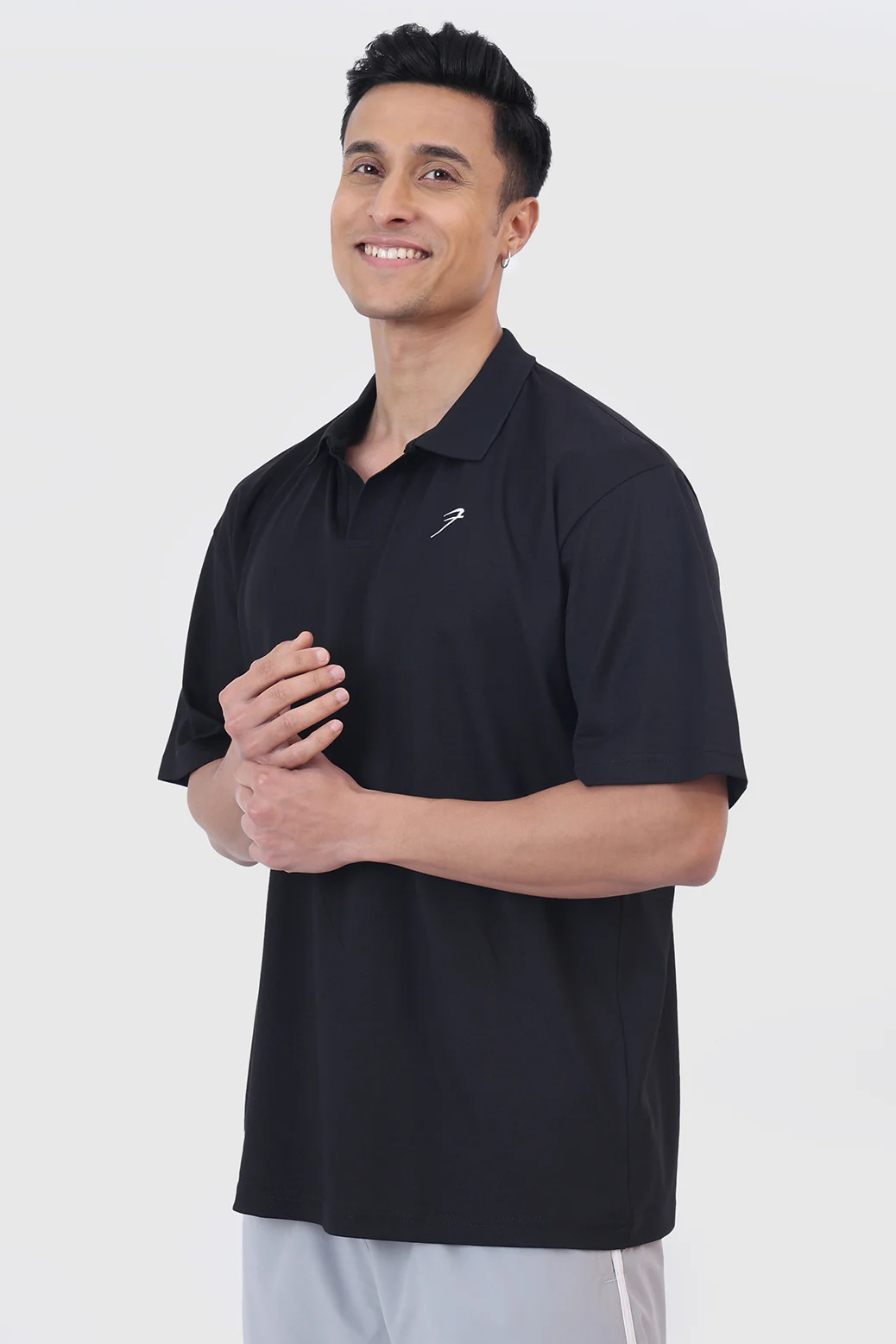Noir Oversized Polo T-shirt Black - Image 4