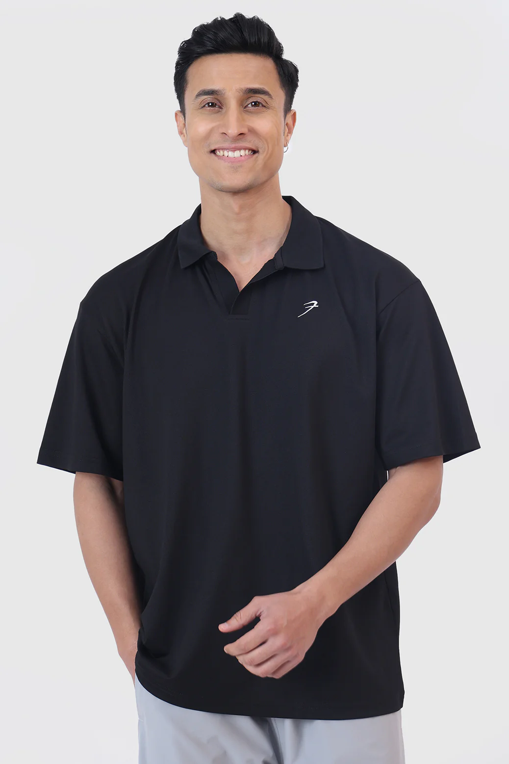 Noir Oversized Polo T-shirt Black - Image 5