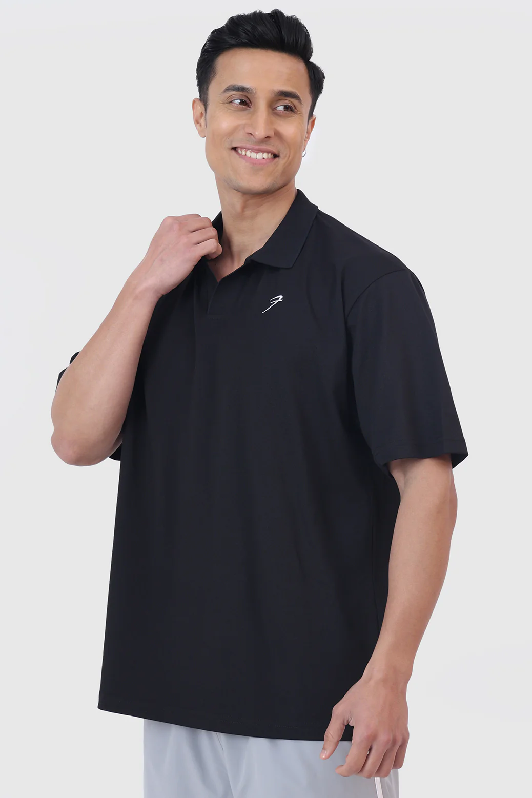 Noir Oversized Polo T-shirt Black - Image 7