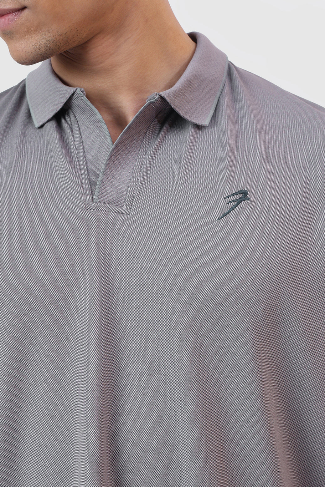 Noir Oversized Polo T-shirt Grey - Image 3