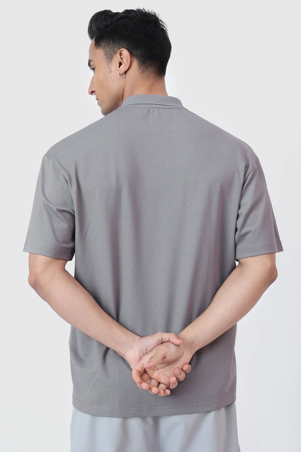 Noir Oversized Polo T-shirt Grey - Image 5