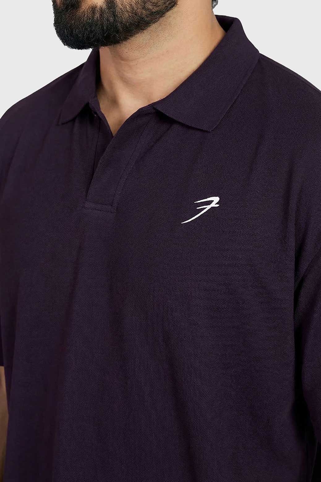 Noir Oversized Polo T-shirt Plum - Image 3