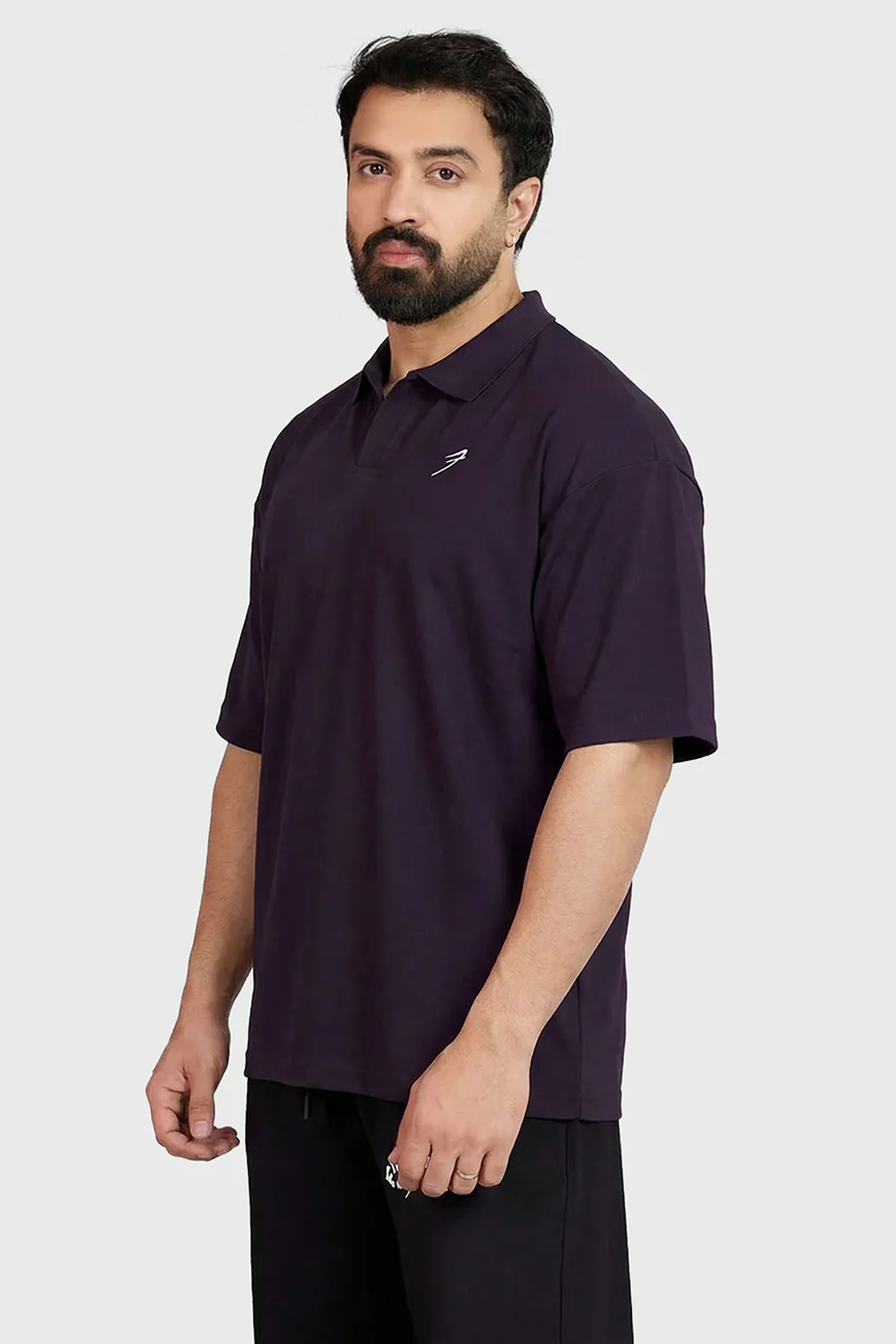 Noir Oversized Polo T-shirt Plum - Image 4