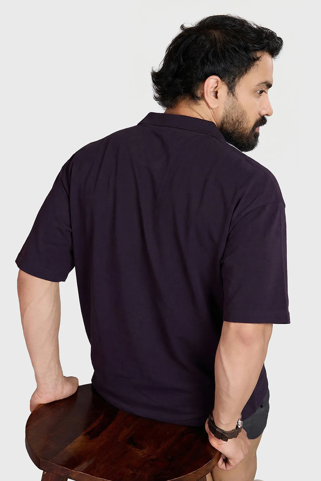 Noir Oversized Polo T-shirt Plum - Image 5