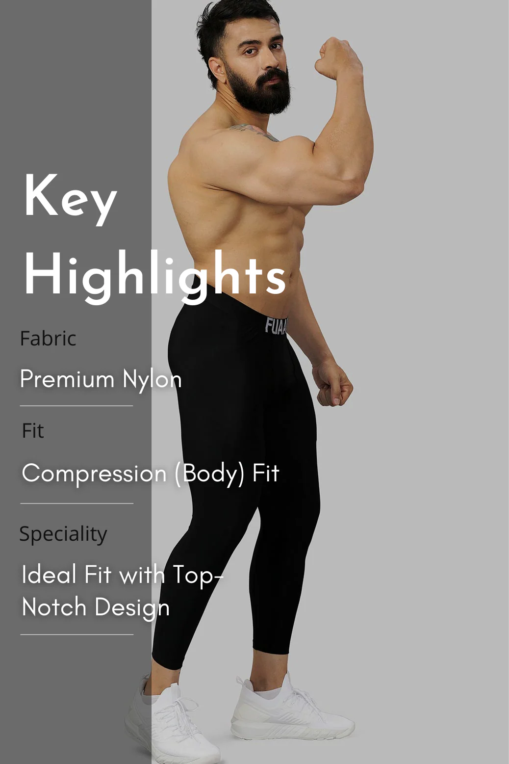 Nylon Compression Tights Black - Image 7