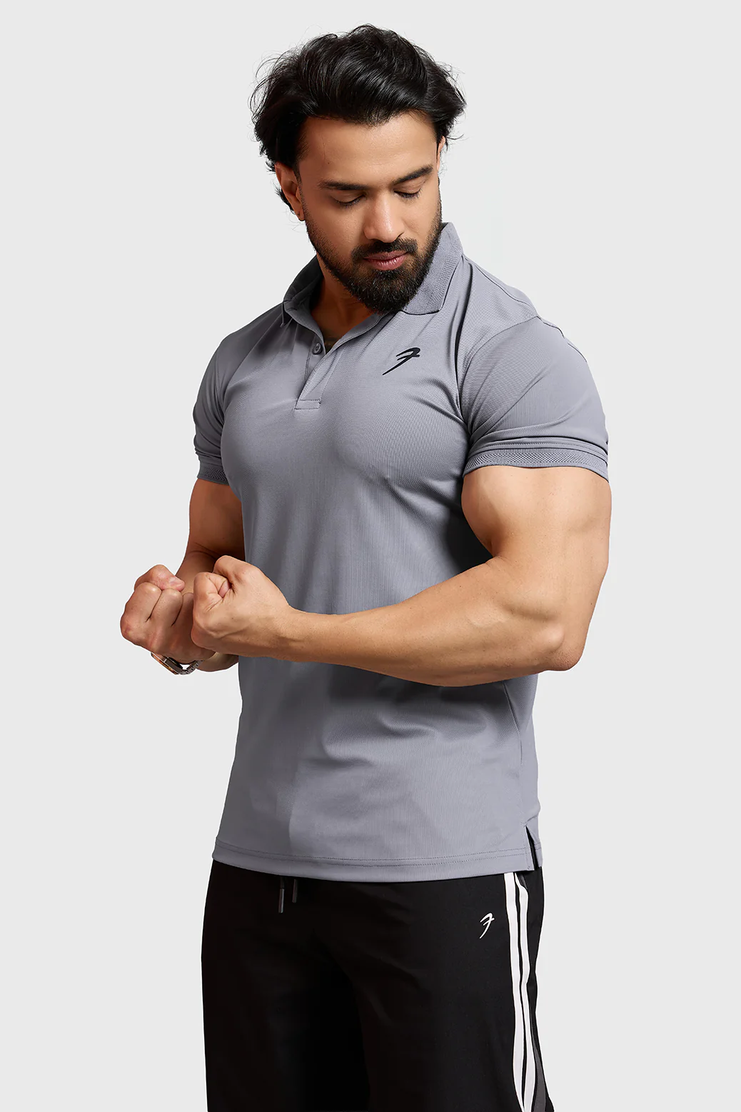 Obsidian Polo T-shirt Light Grey - Image 2