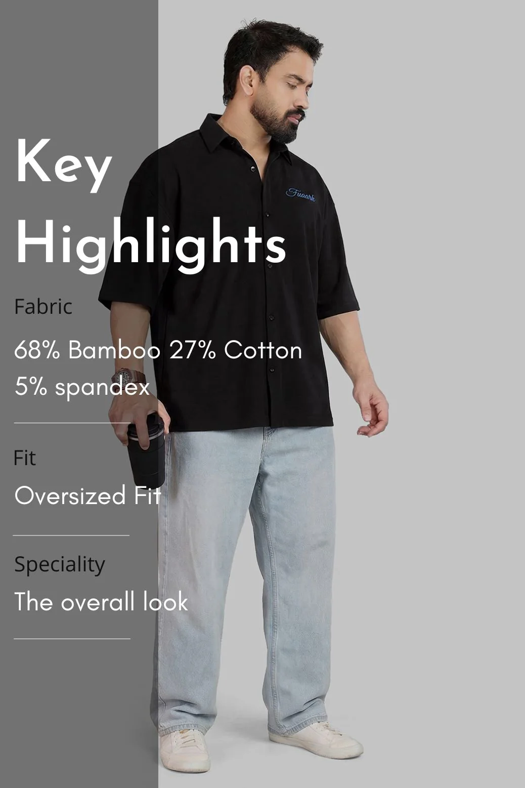 Off Duty Oversized Shirt Black - Image 6