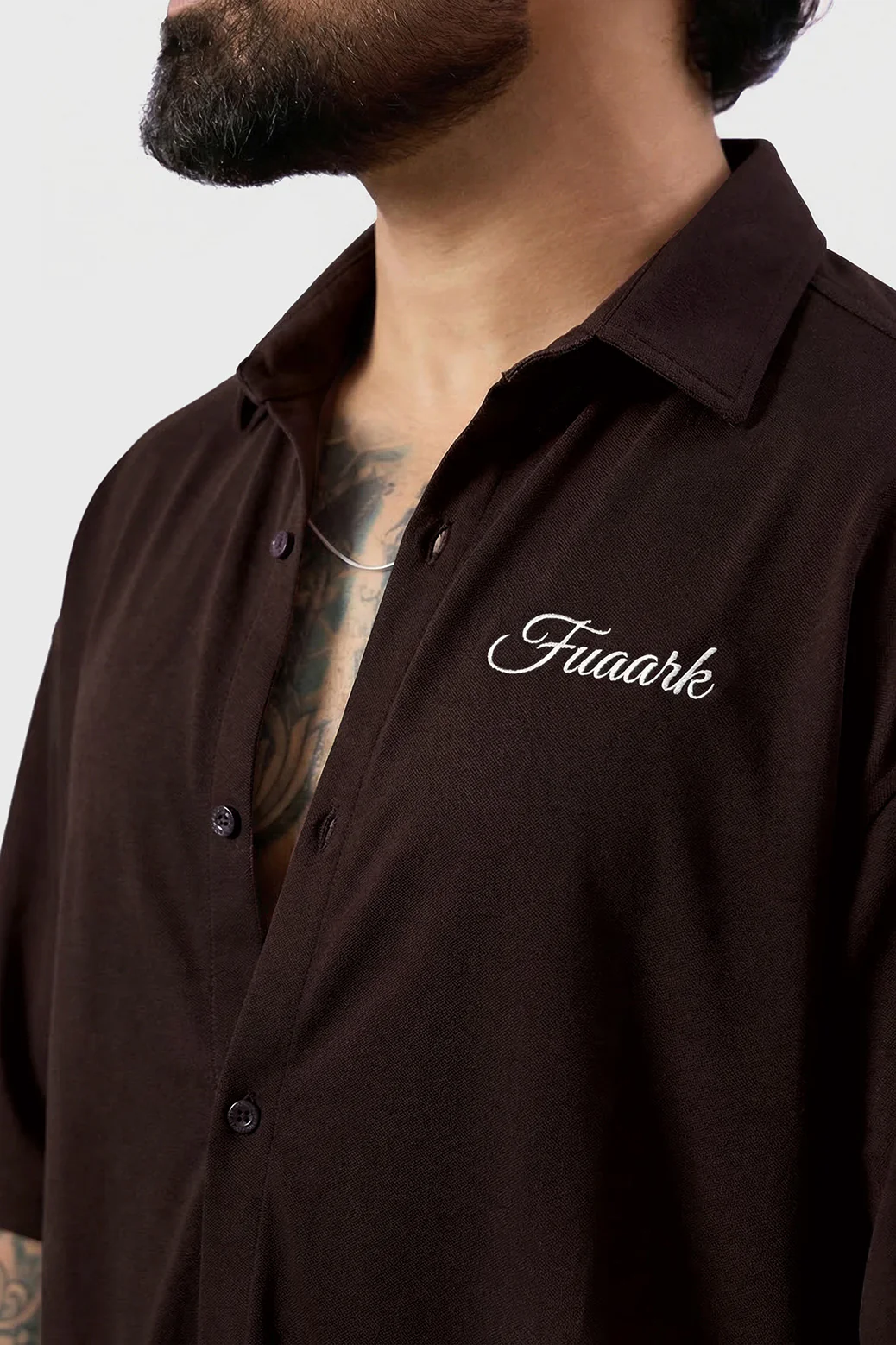 Off Duty Oversized Shirt Coffee - Image 3