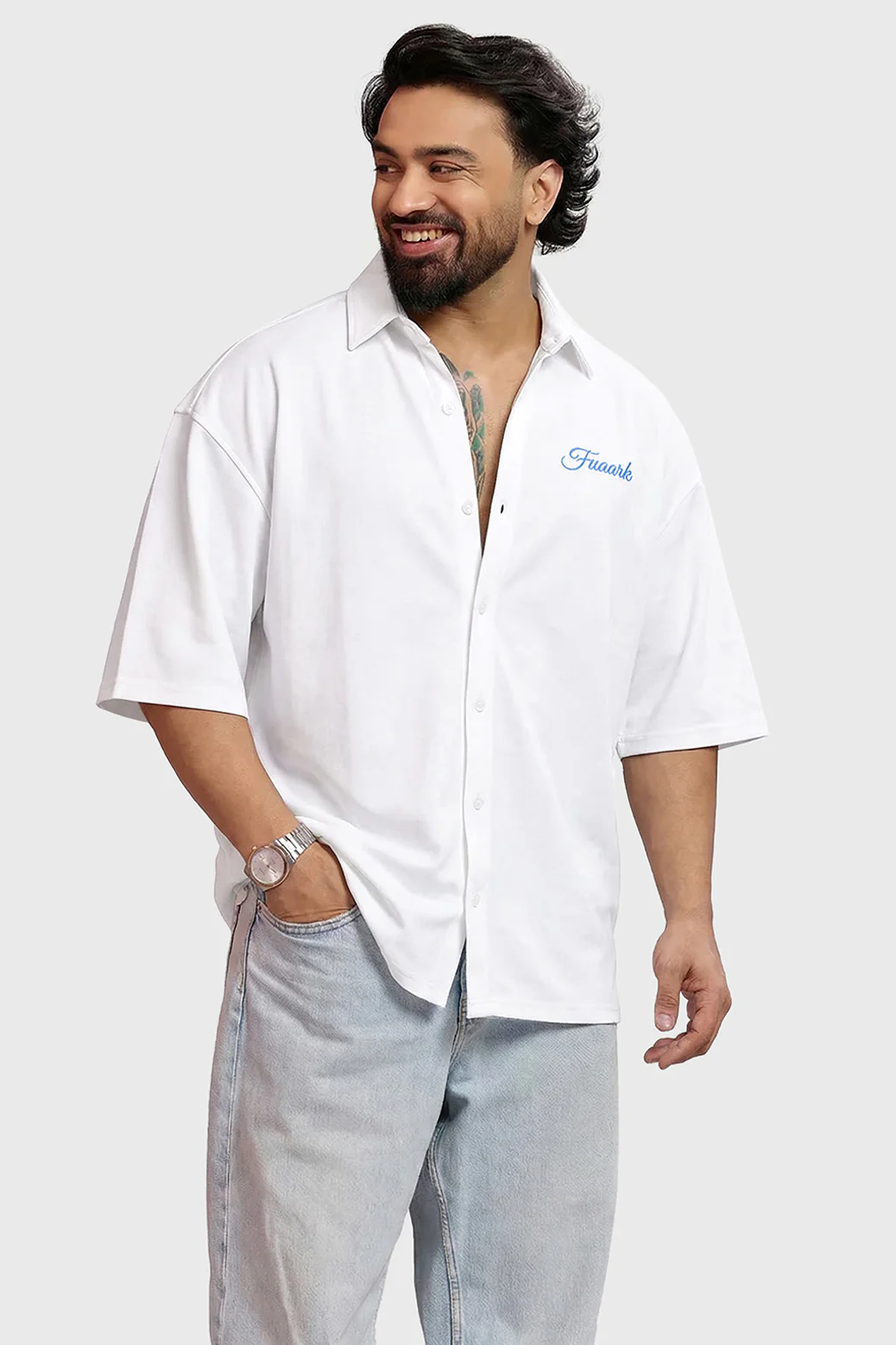 Off Duty Oversized Shirt White - Image 4