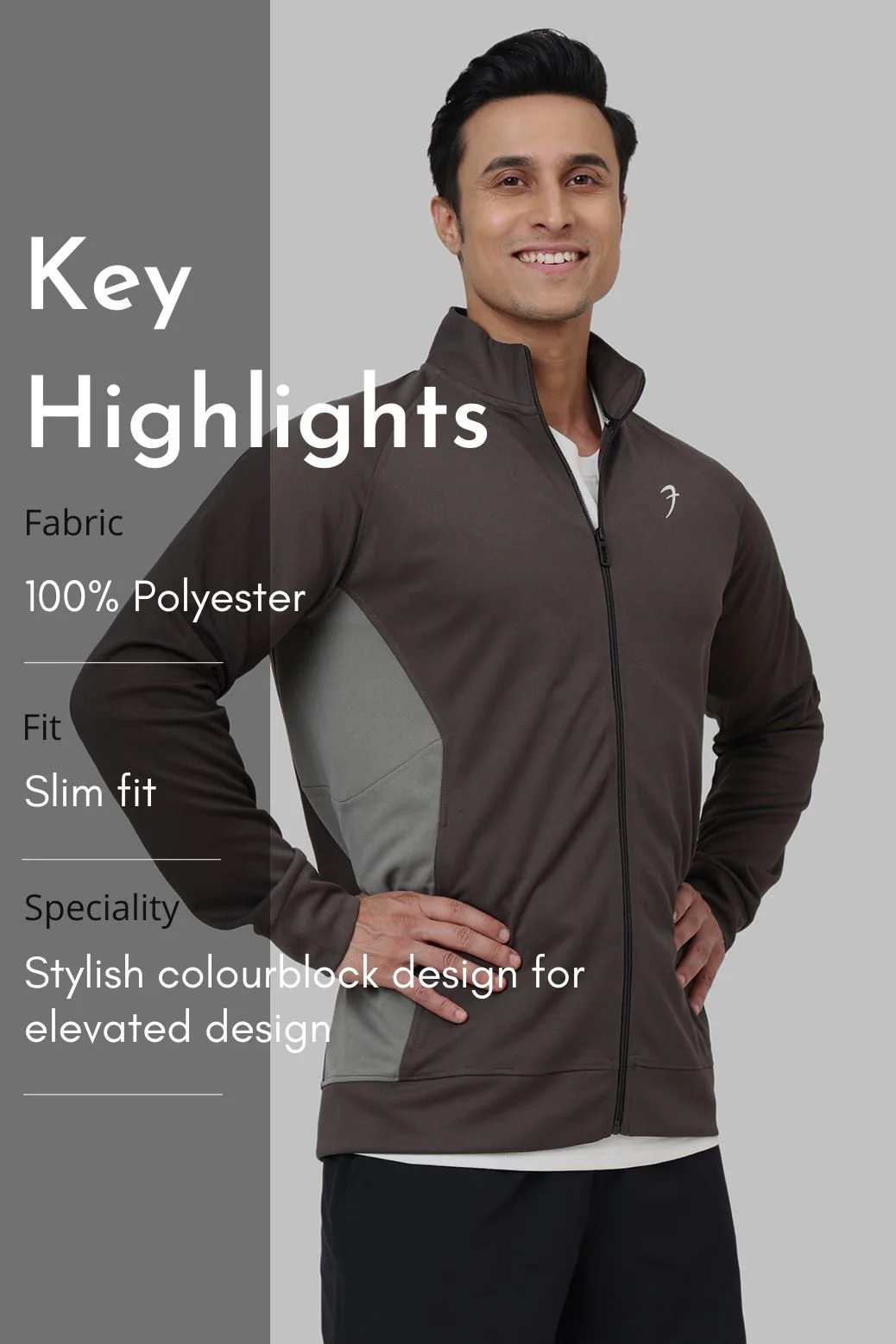 Polish Colourblock Jacket Dark Grey - Image 8