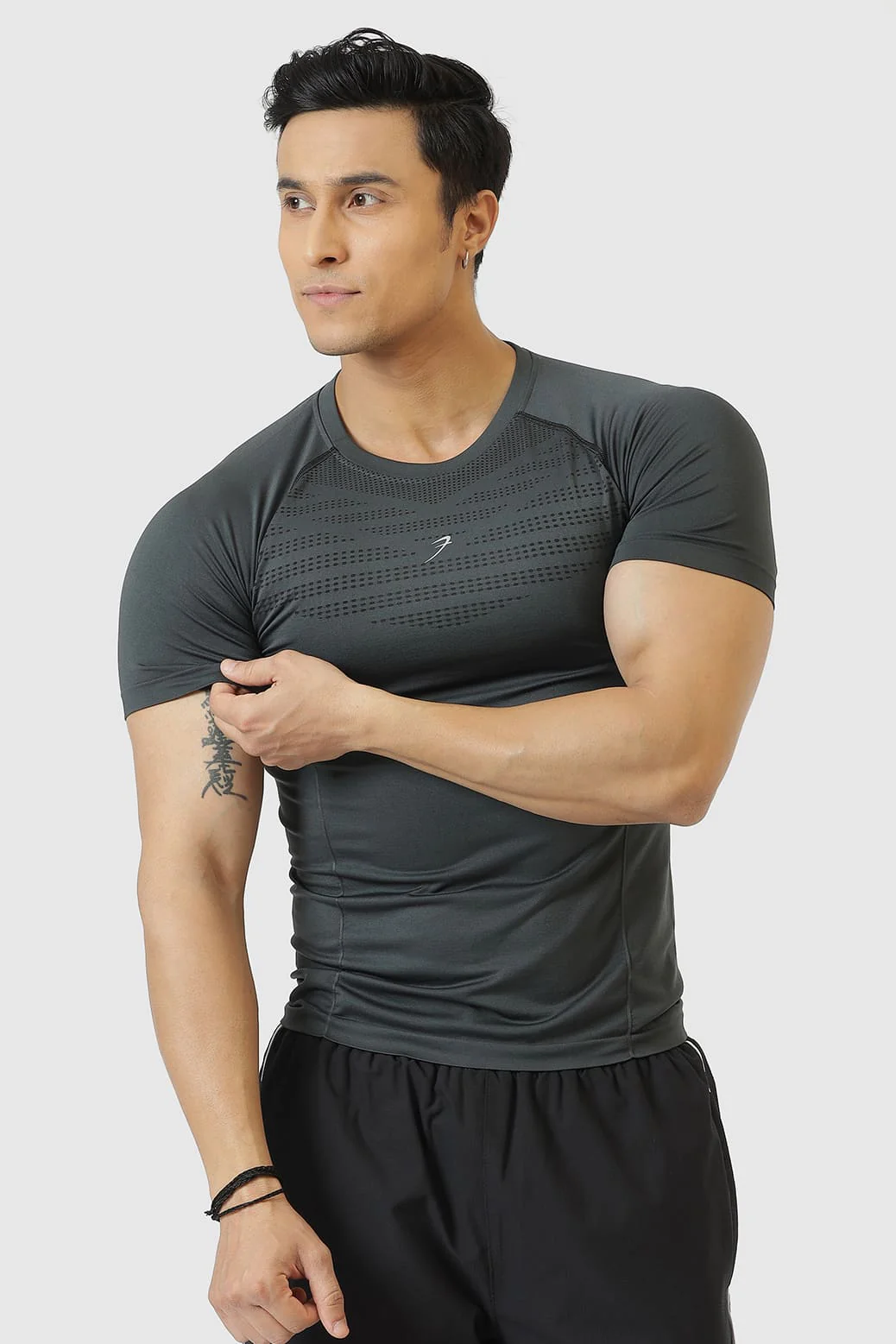 Power Seamless T-shirt Grey/Logo - Image 6
