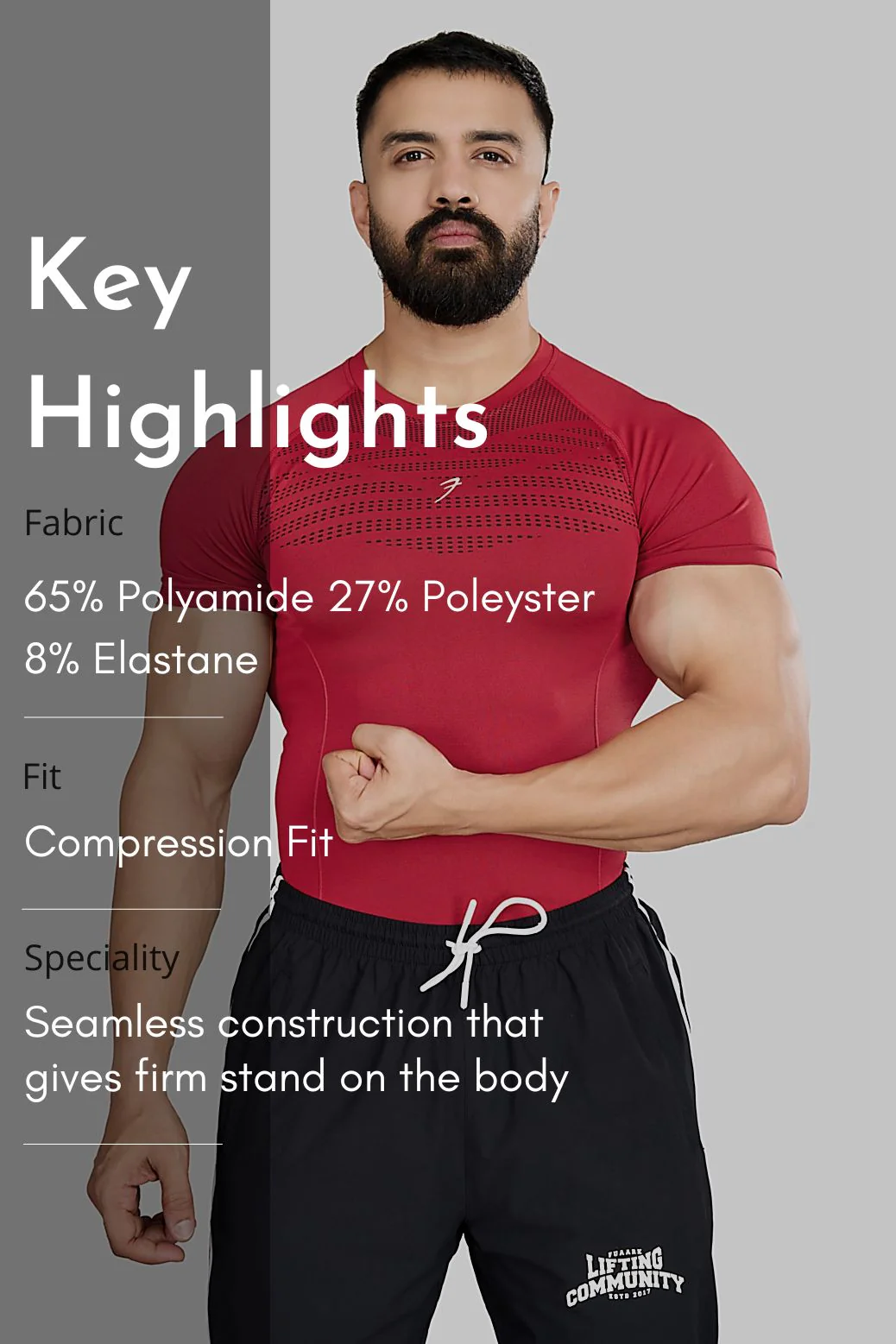Power Seamless T-shirt Red/Logo - Image 6