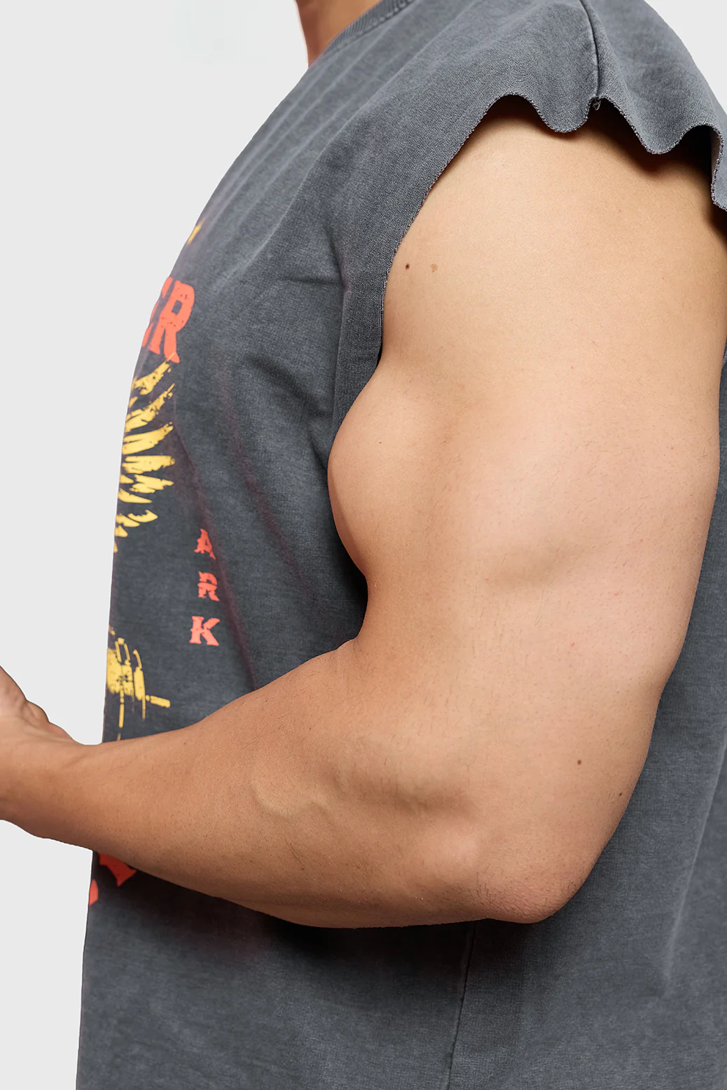 Push Harder Washed Capsleeves Tank Dark Grey - Image 3