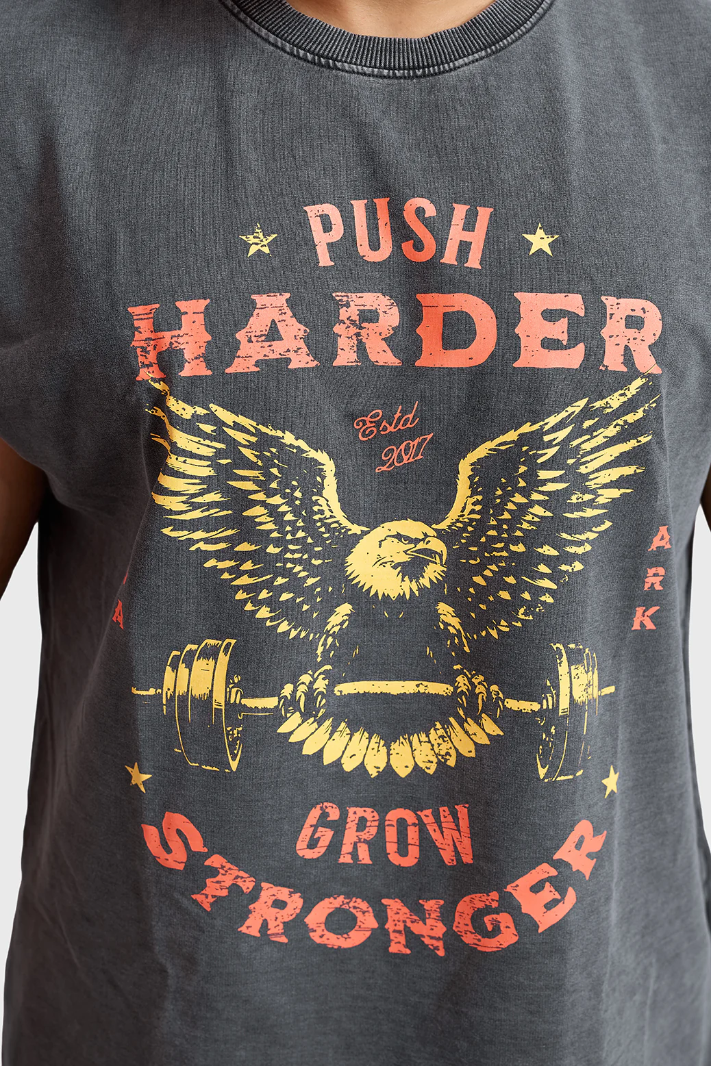 Push Harder Washed Capsleeves Tank Dark Grey - Image 4