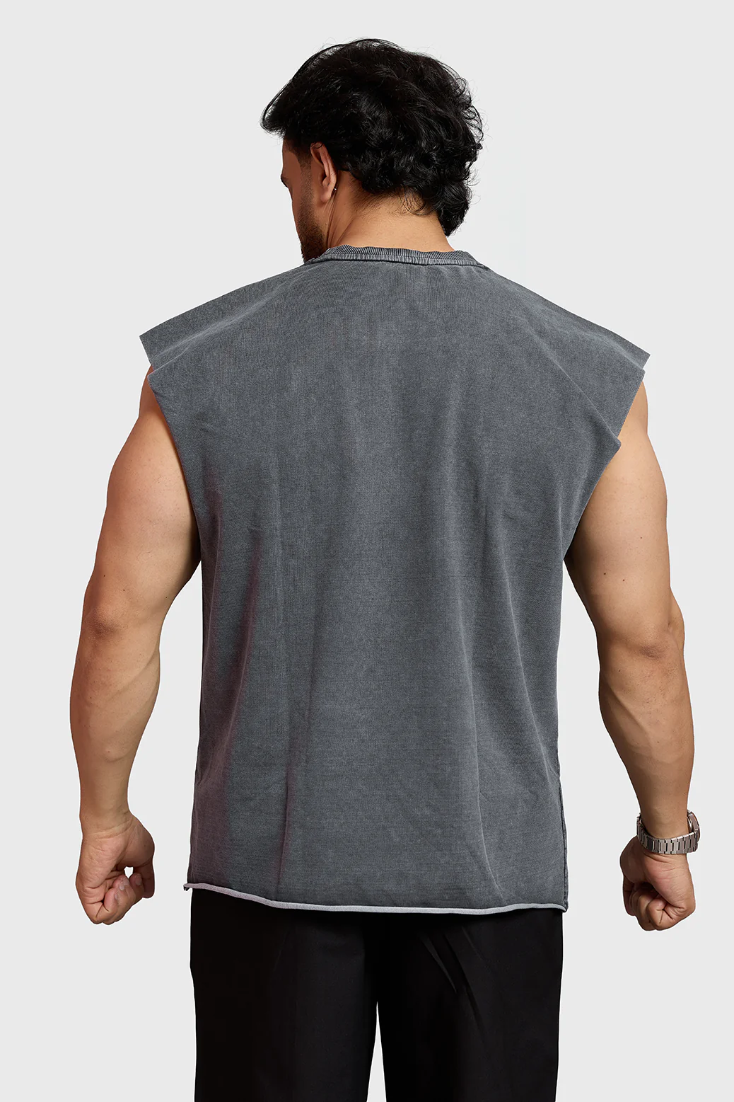 Push Harder Washed Capsleeves Tank Dark Grey - Image 6