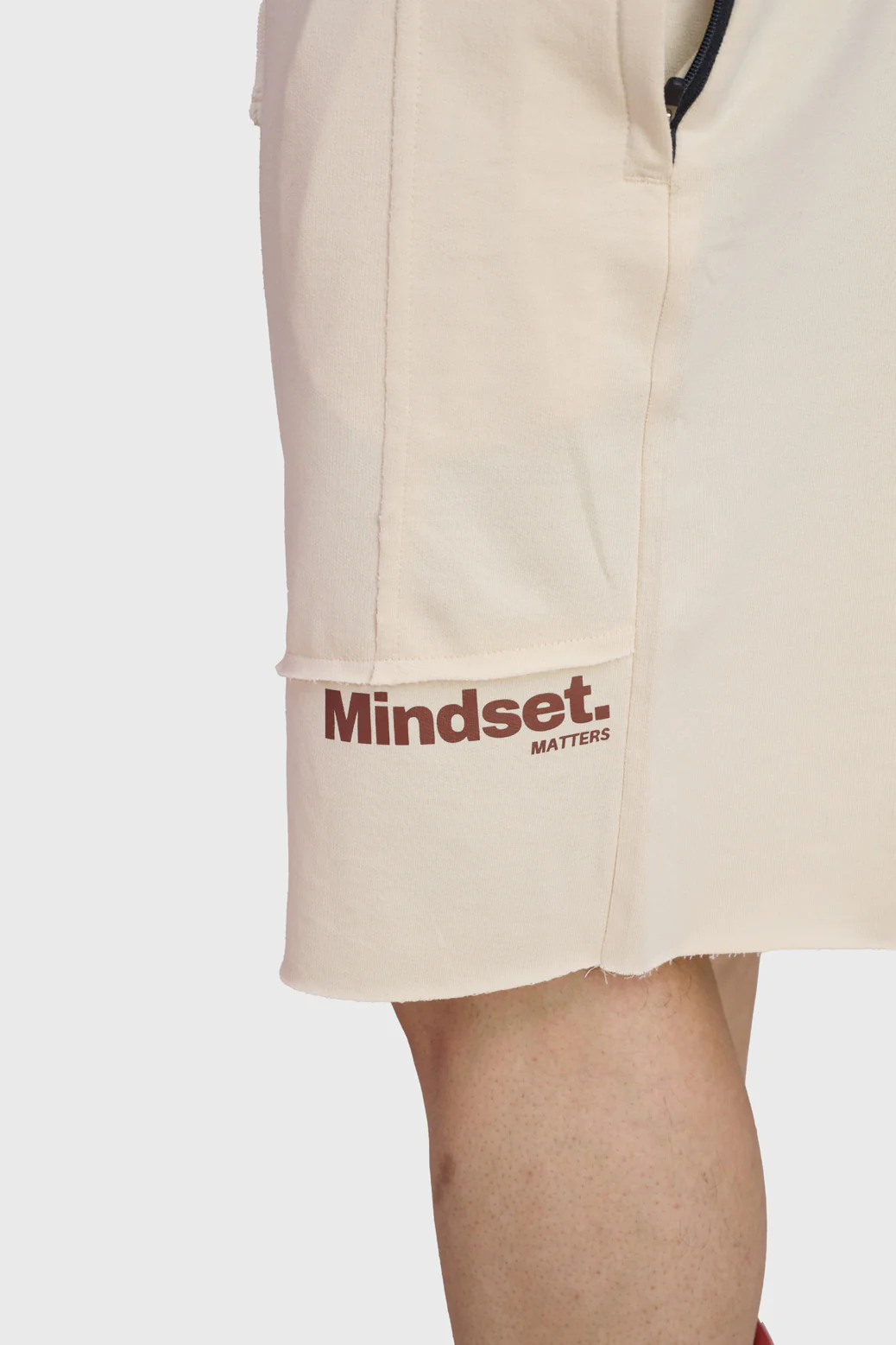 Raw Edge Oversized Shorts Beige - Image 5