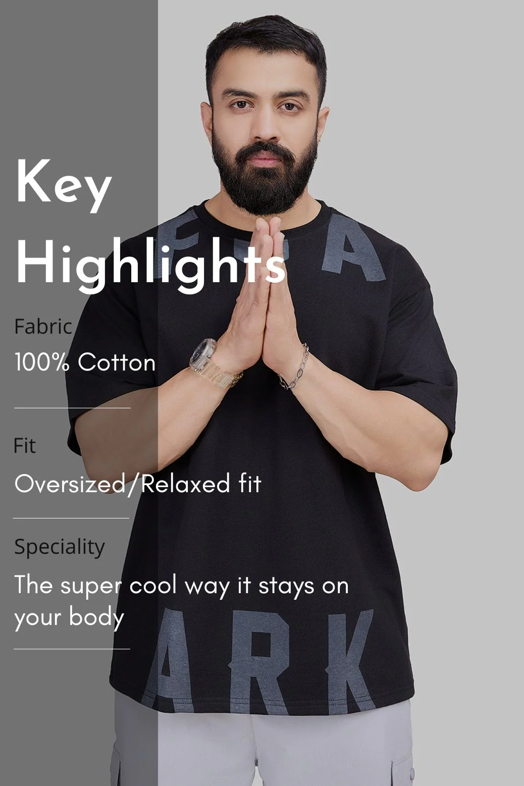 Refined Oversized T-shirt Black - Image 8