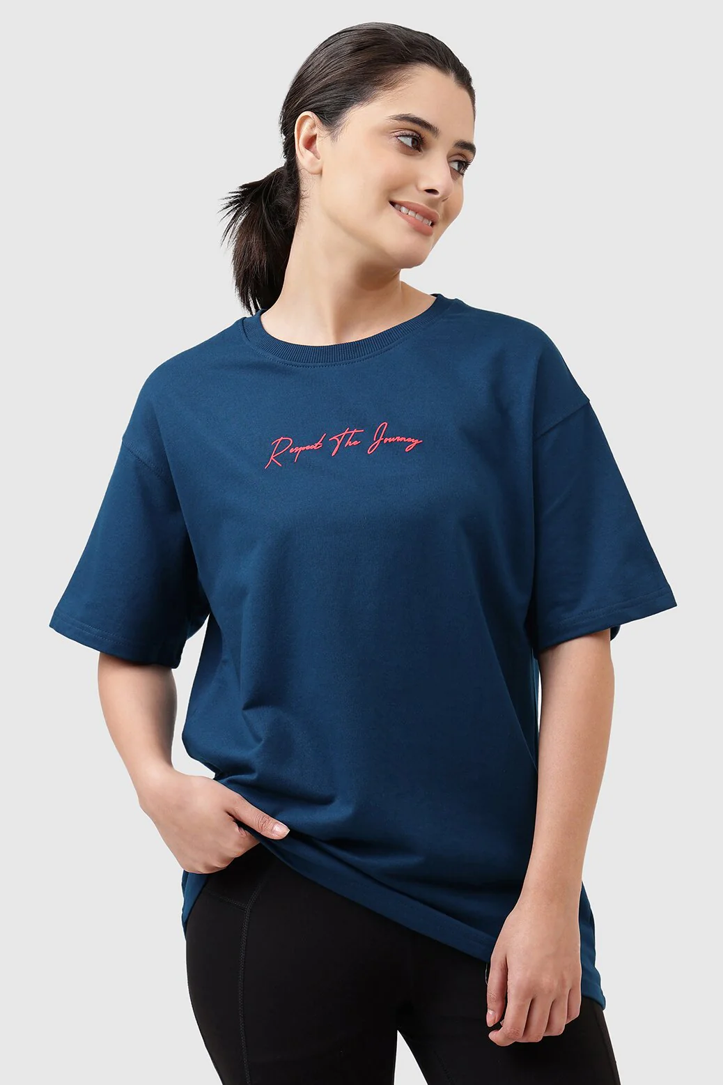 Respect The Journey Oversized T-shirt Teal - Image 4
