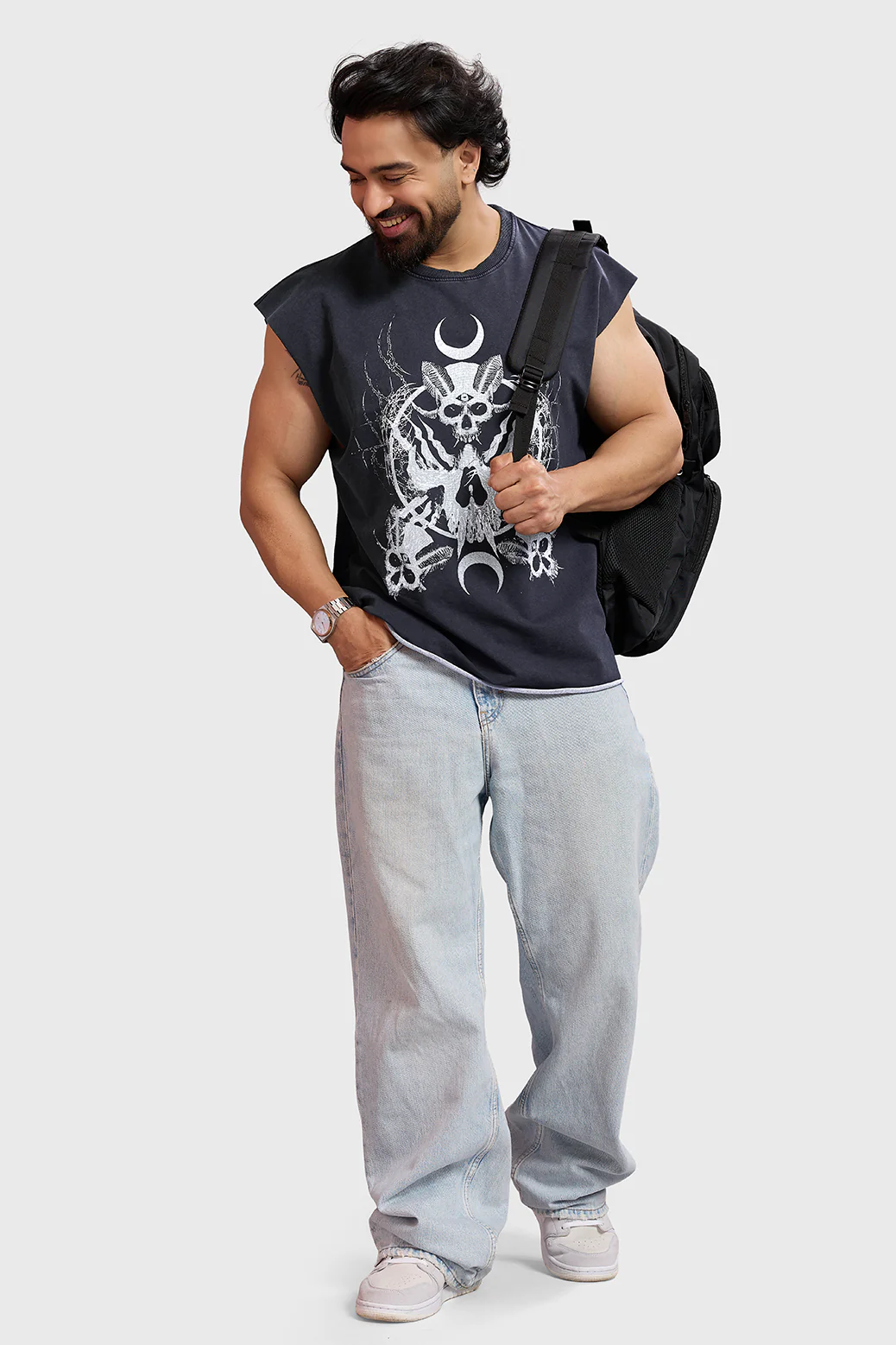 Restricted Washed Capsleeve Tank Dark Grey - Image 2