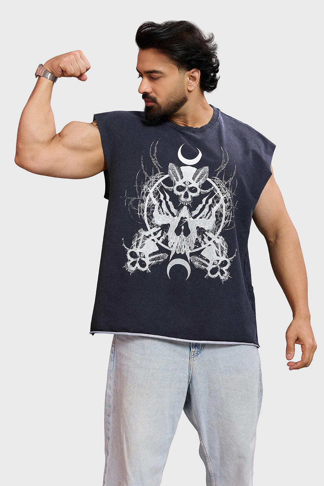 Restricted Washed Capsleeve Tank Dark Grey - Image 6