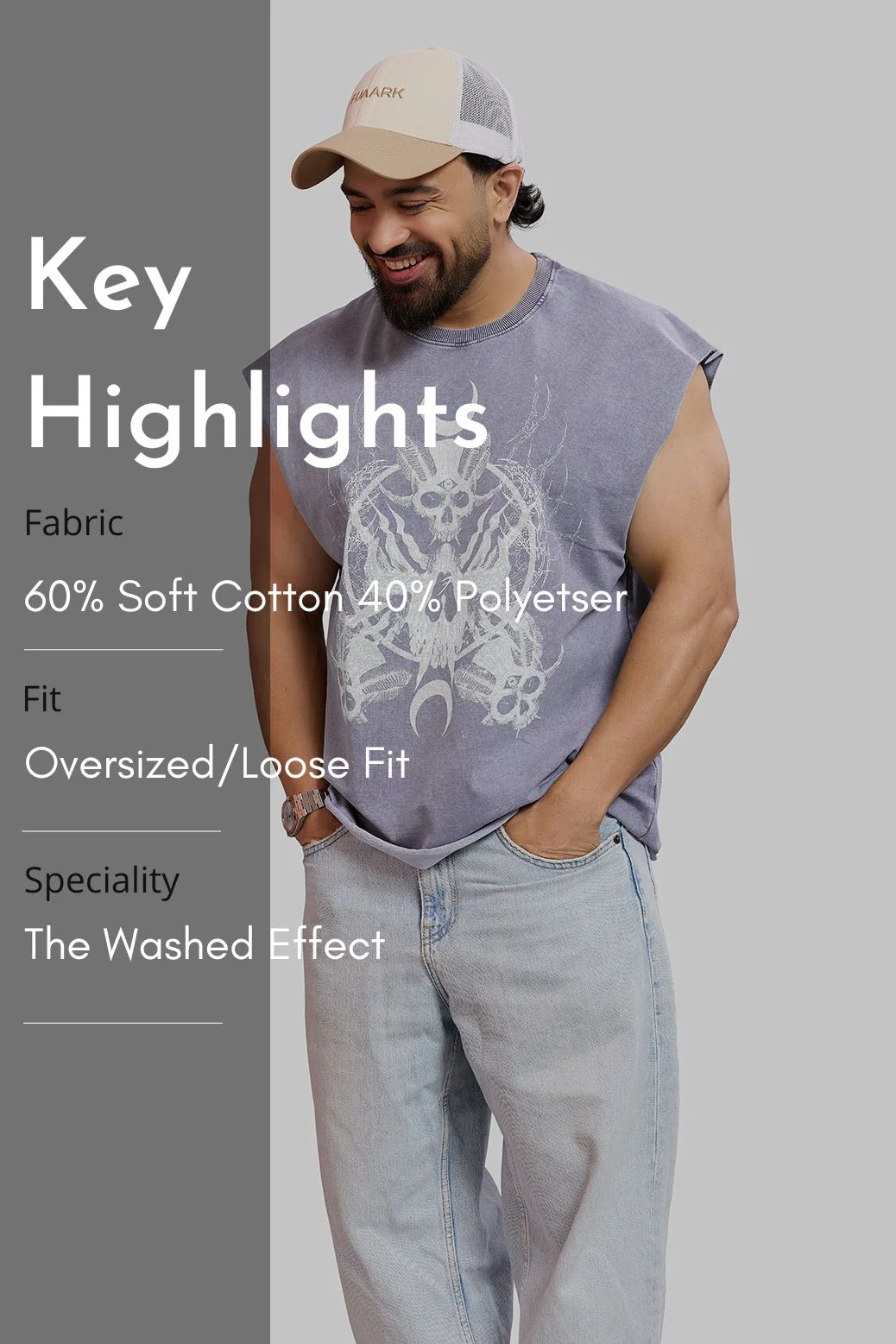 Restricted Washed Capsleeve Tank Light Grey - Image 8