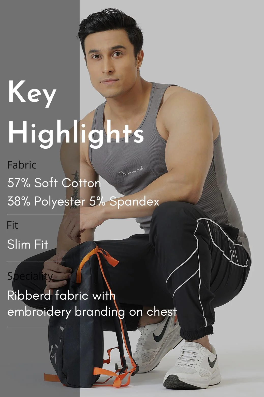 Ribbed Tank Grey - Image 9