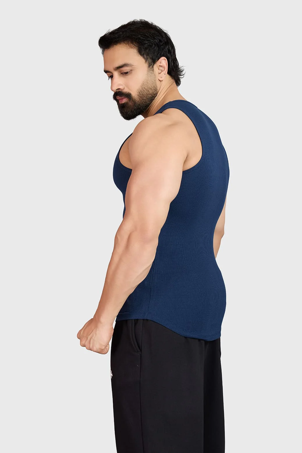 Ribbed Tank Navy - Image 4