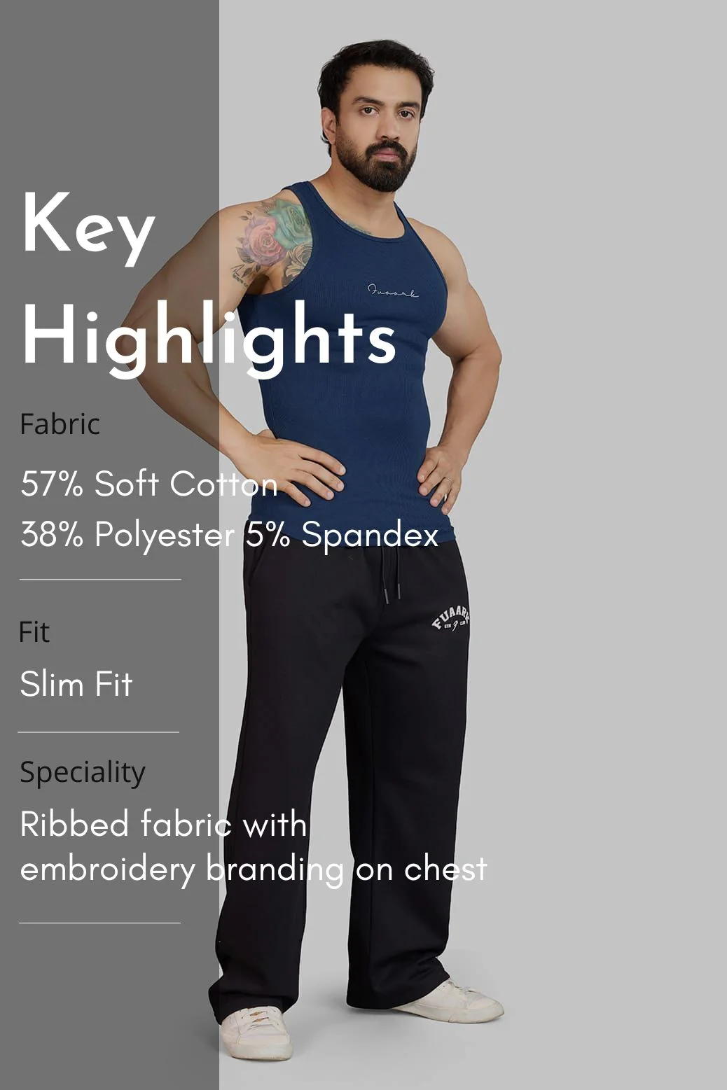 Ribbed Tank Navy - Image 7