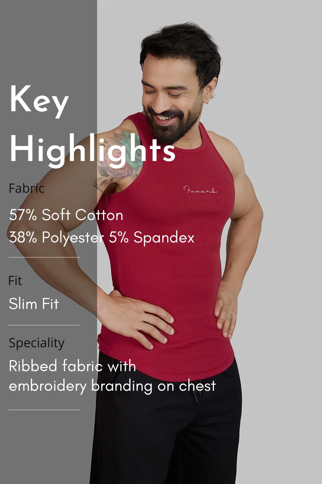 Ribbed Tank Red - Image 7