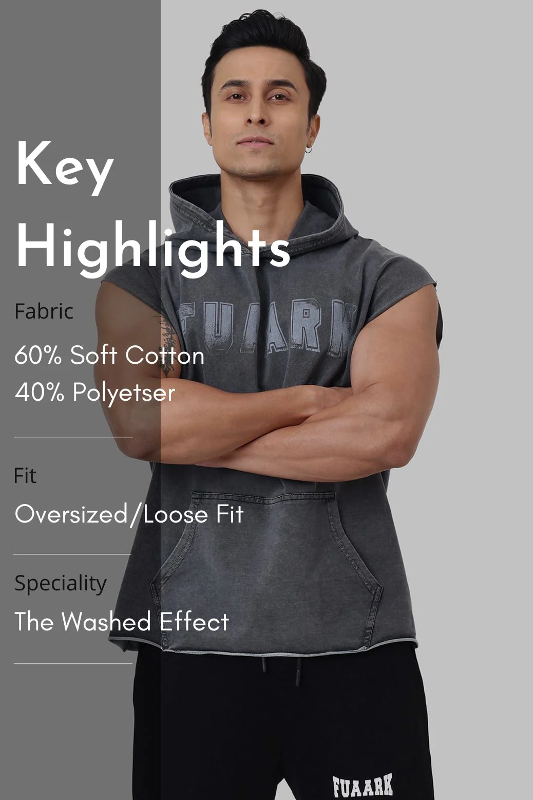 Shadow Washed Capsleeves Hoodie Dark Grey - Image 7