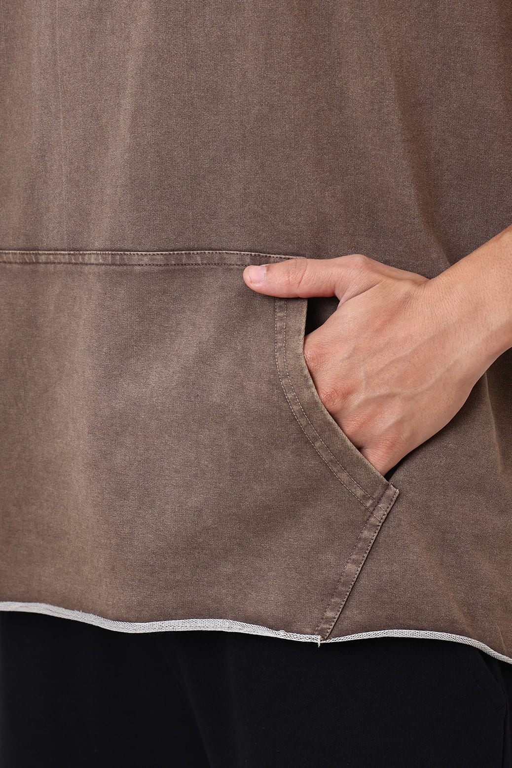 Shadow Washed Capsleeves Hoodie Brown - Image 3