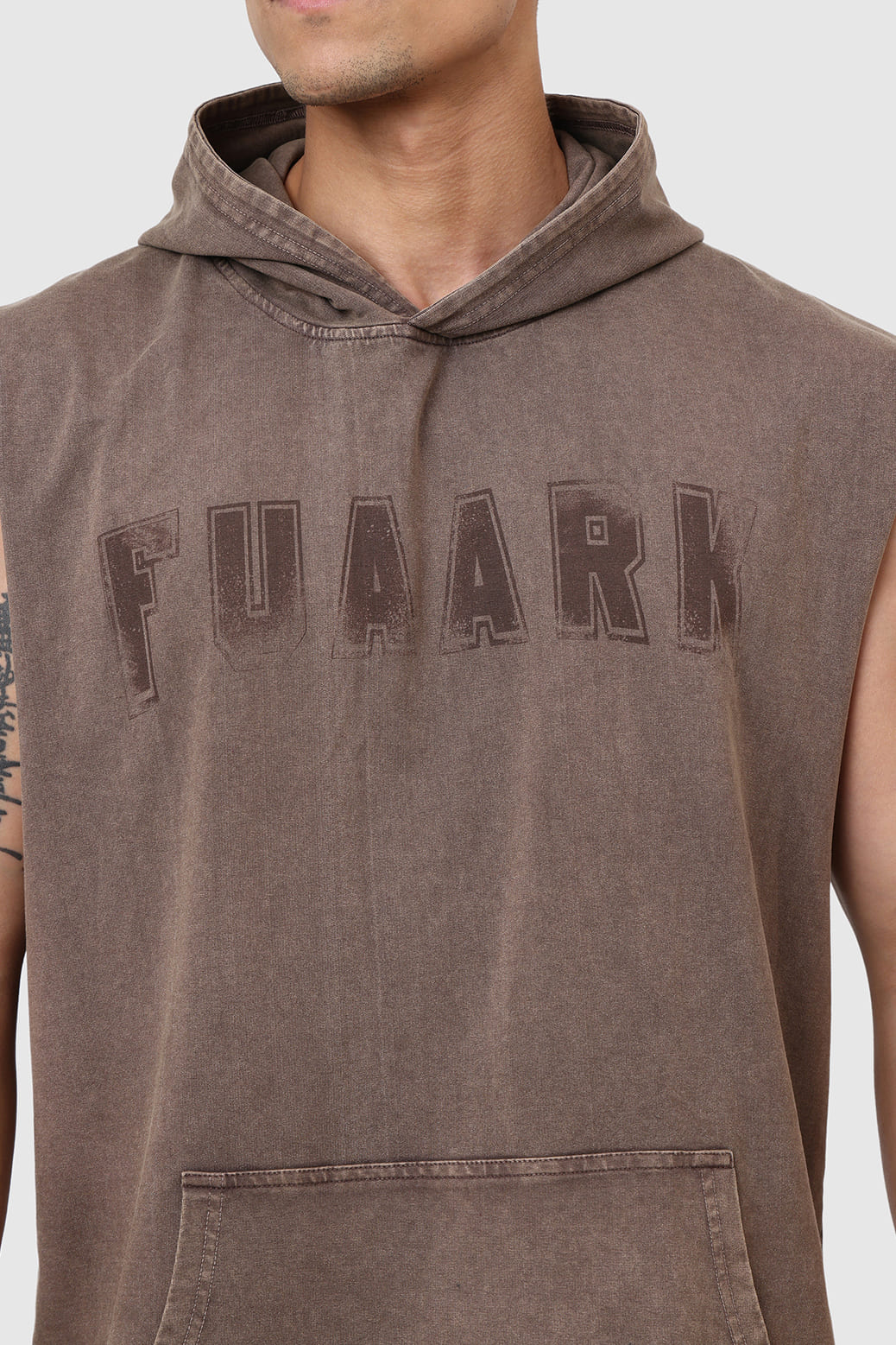 Shadow Washed Capsleeves Hoodie Brown - Image 4