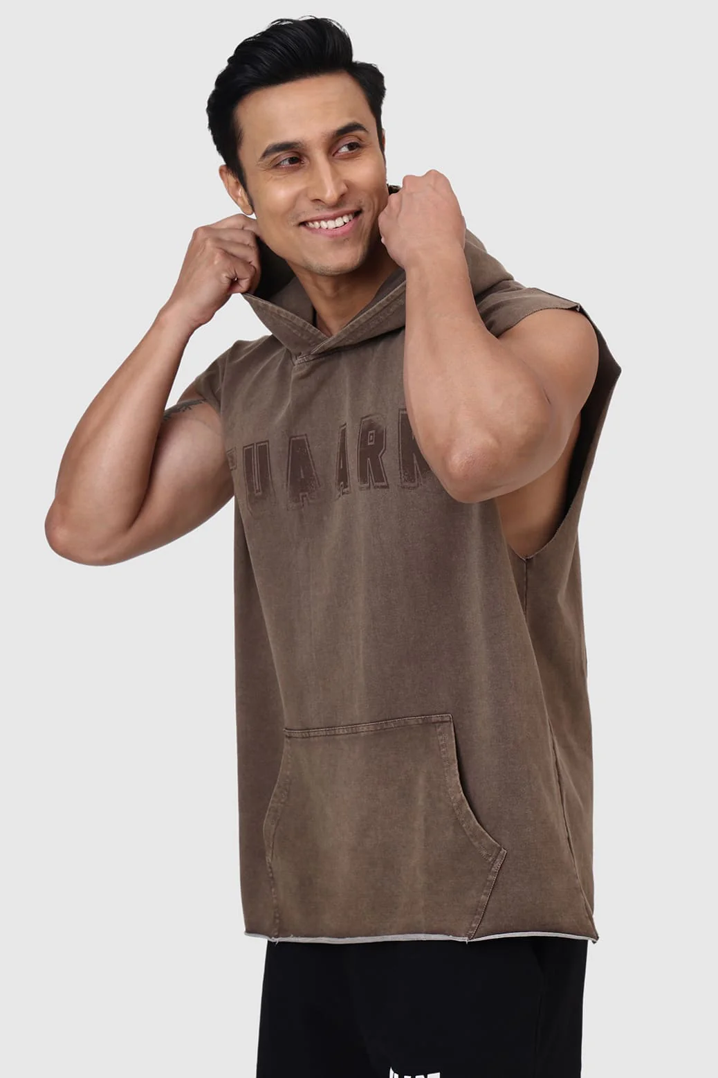 Shadow Washed Capsleeves Hoodie Brown - Image 5