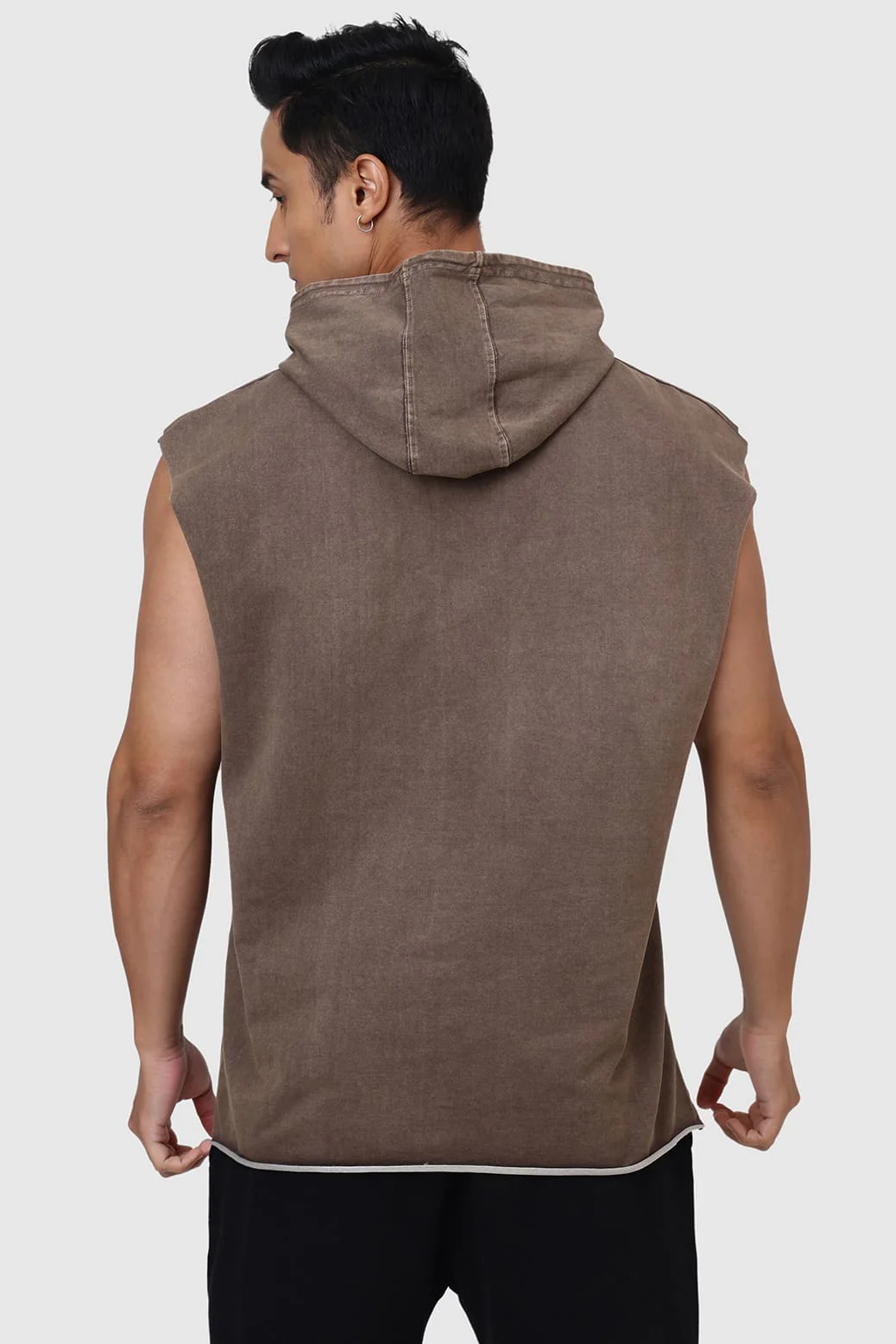Shadow Washed Capsleeves Hoodie Brown - Image 6