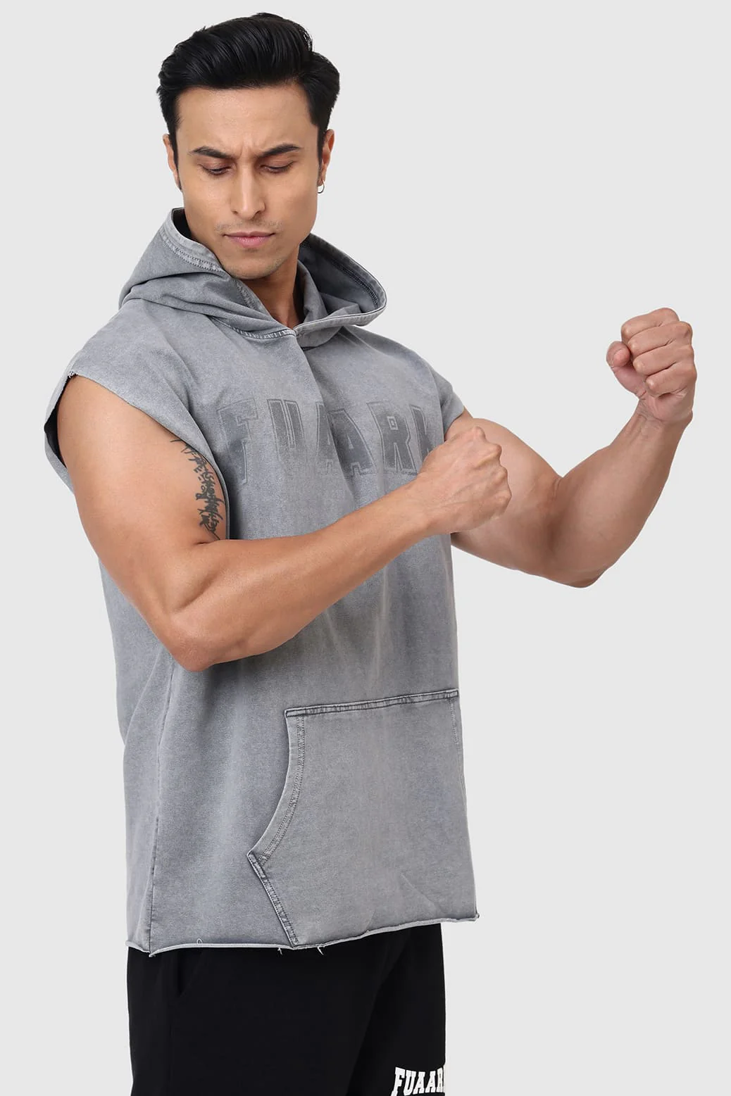 Shadow Washed Capsleeves Hoodie Light Grey - Image 7