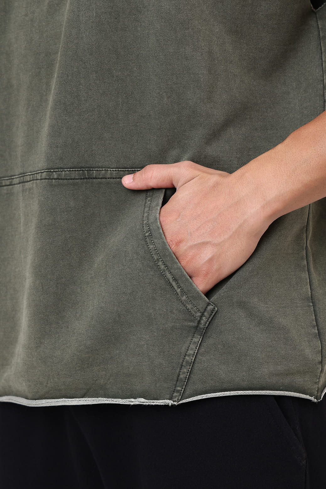 Shadow Washed Capsleeves Hoodie Olive - Image 4