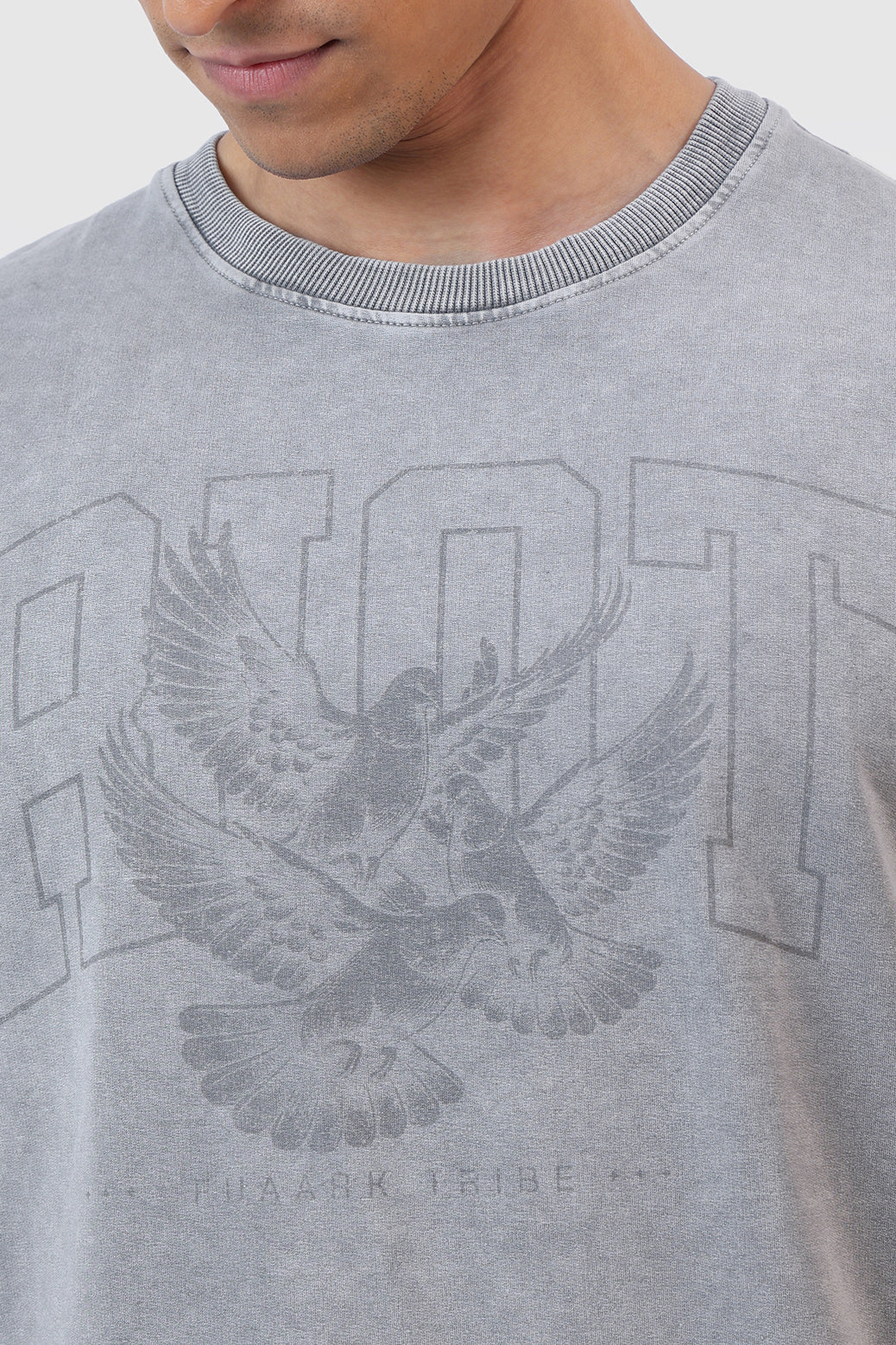 Shadow Washed Oversized T-shirt Light Grey - Image 3