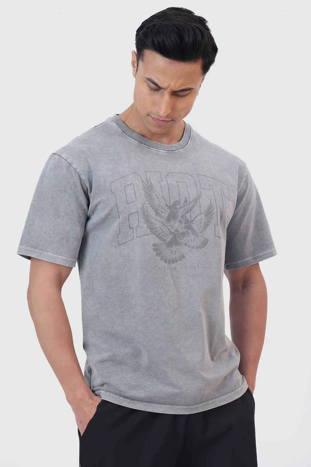 Shadow Washed Oversized T-shirt Light Grey - Image 4