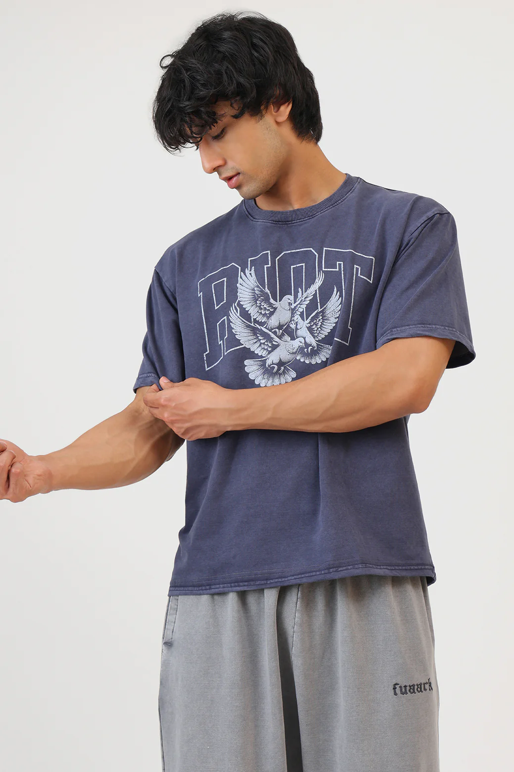 Shadow Washed Oversized T-shirt Navy - Image 6