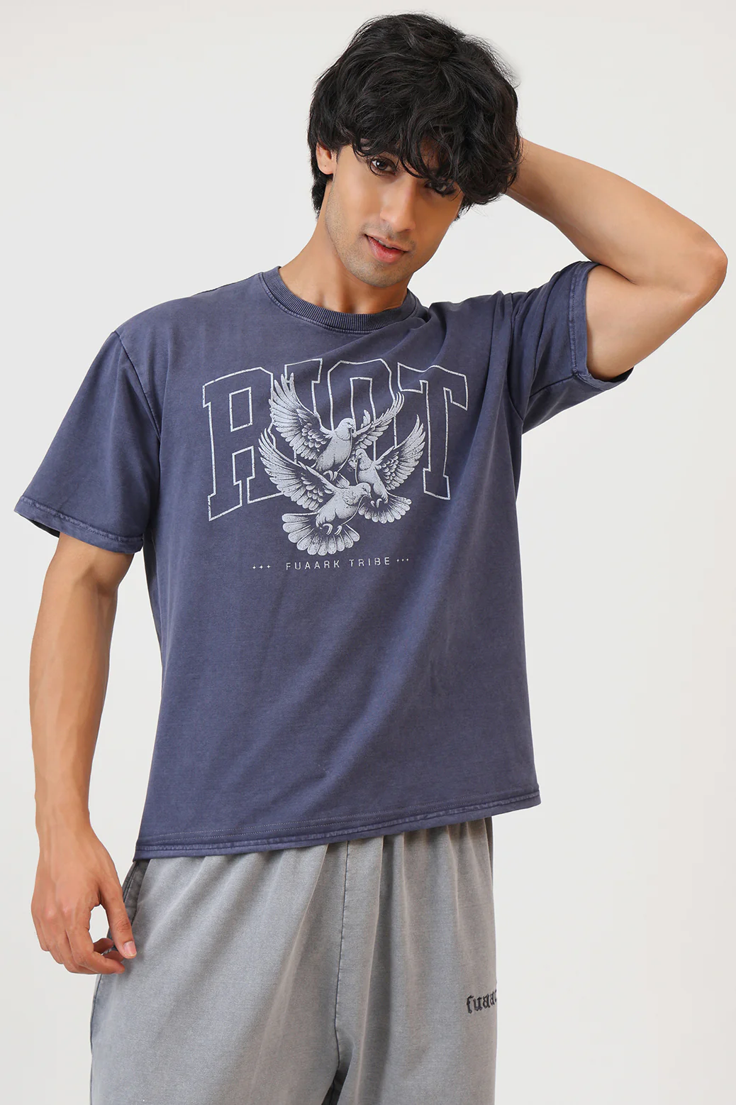Shadow Washed Oversized T-shirt Navy - Image 7