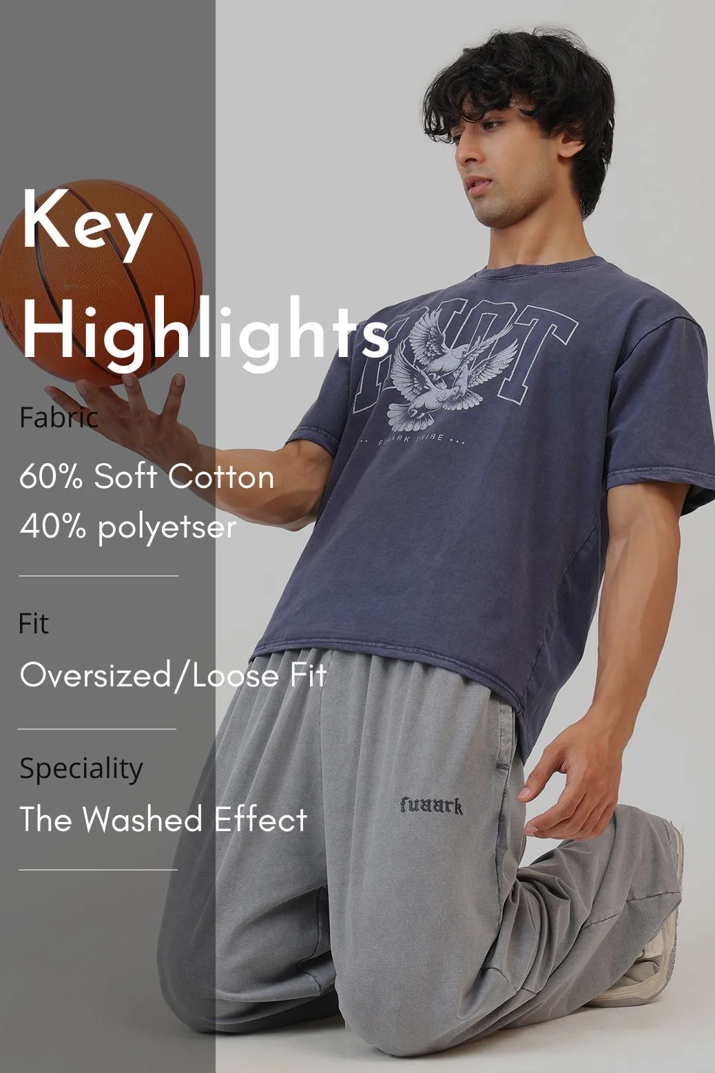 Shadow Washed Oversized T-shirt Navy - Image 8