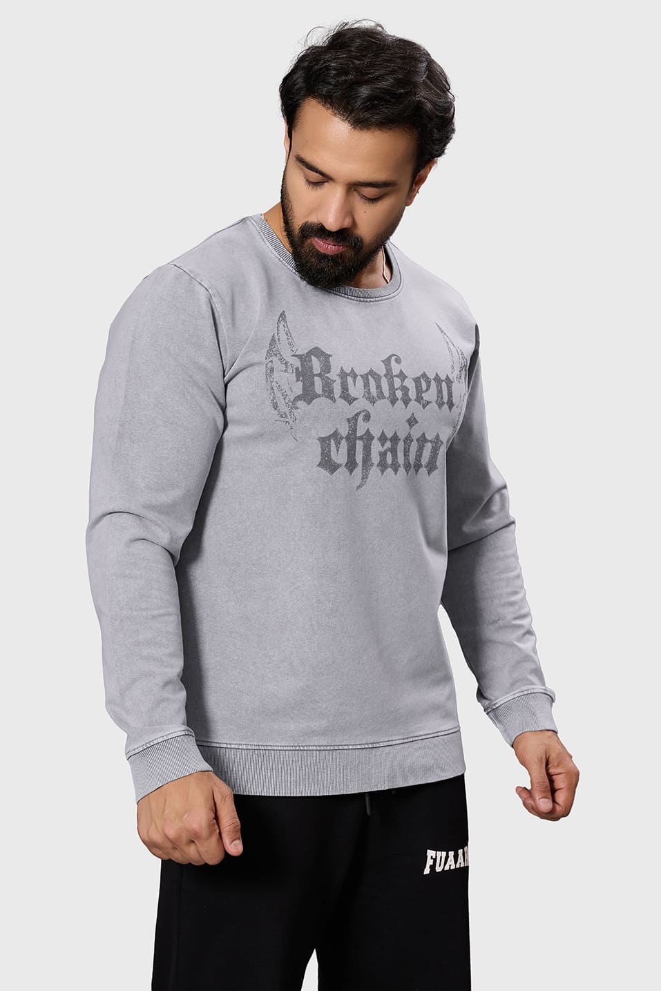 Shadow Washed Sweatshirt Light Grey - Image 5