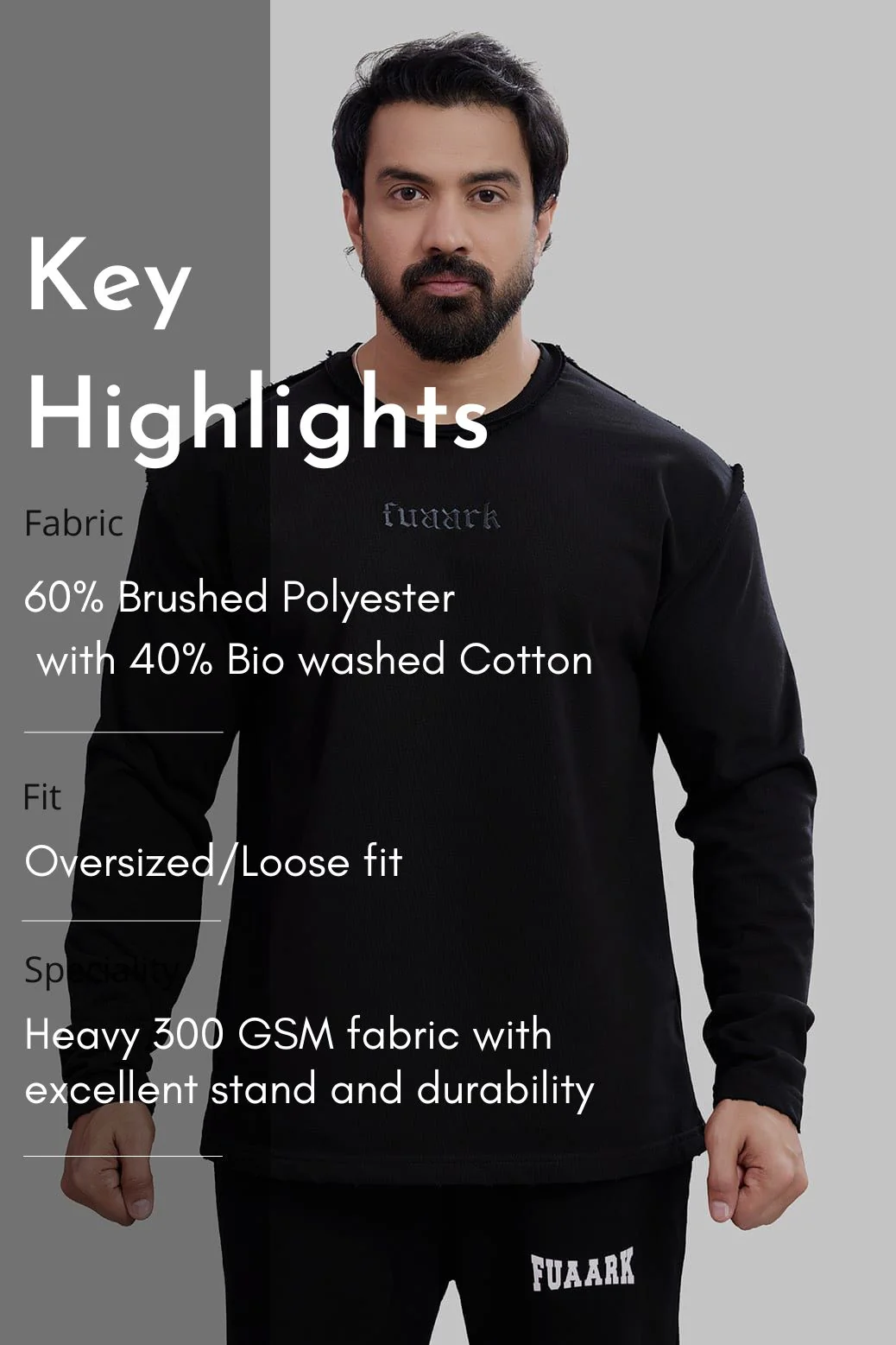 Shell Raw Sweatshirt Black - Image 7