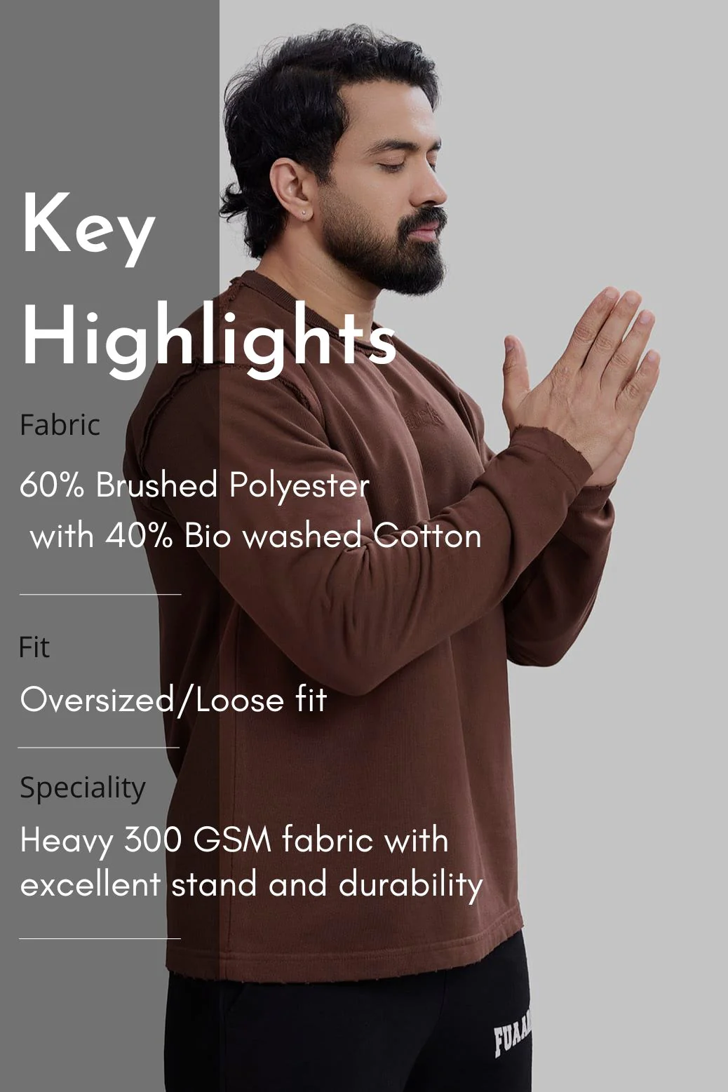 Shell Raw Sweatshirt Brown - Image 7