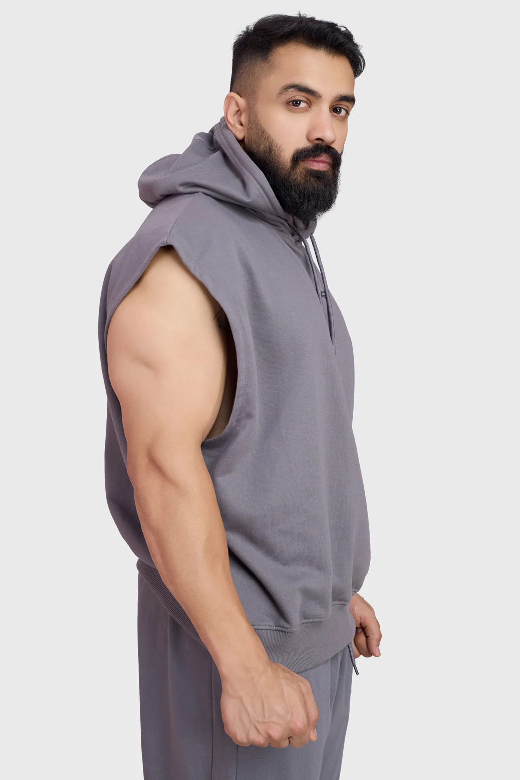 Signature Cap Sleeves Hoodie Dark Grey - Image 5