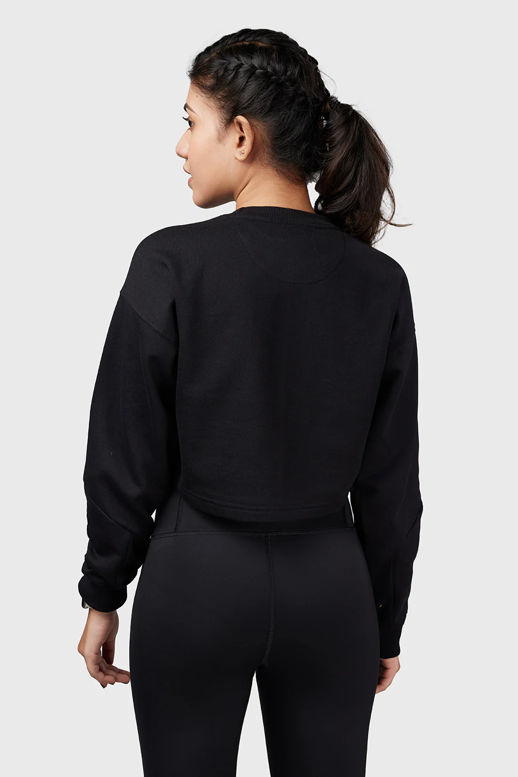 Signature Oversized Cropped Sweatshirt Black - Image 5