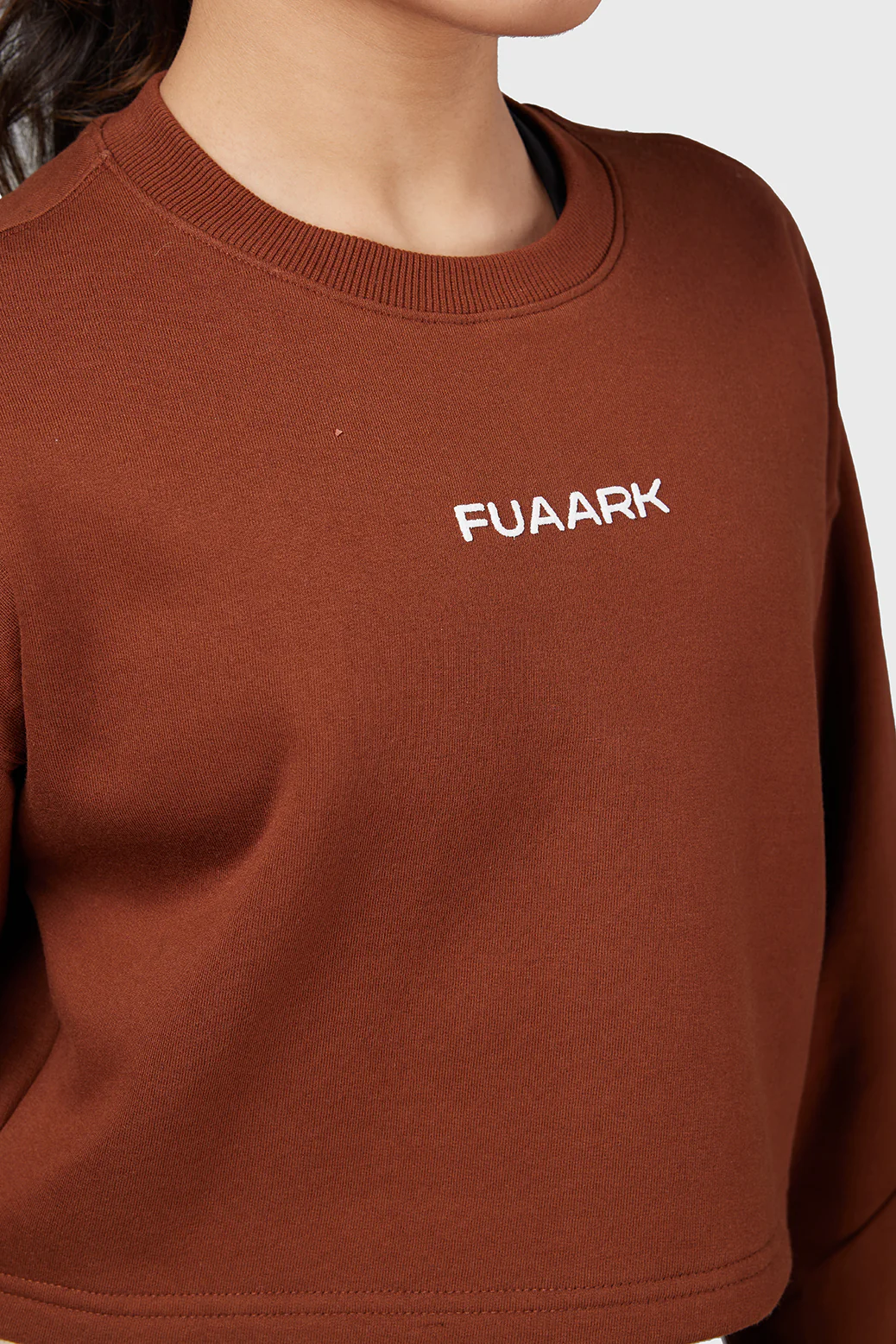 Signature Oversized Cropped Sweatshirt Brown - Image 3